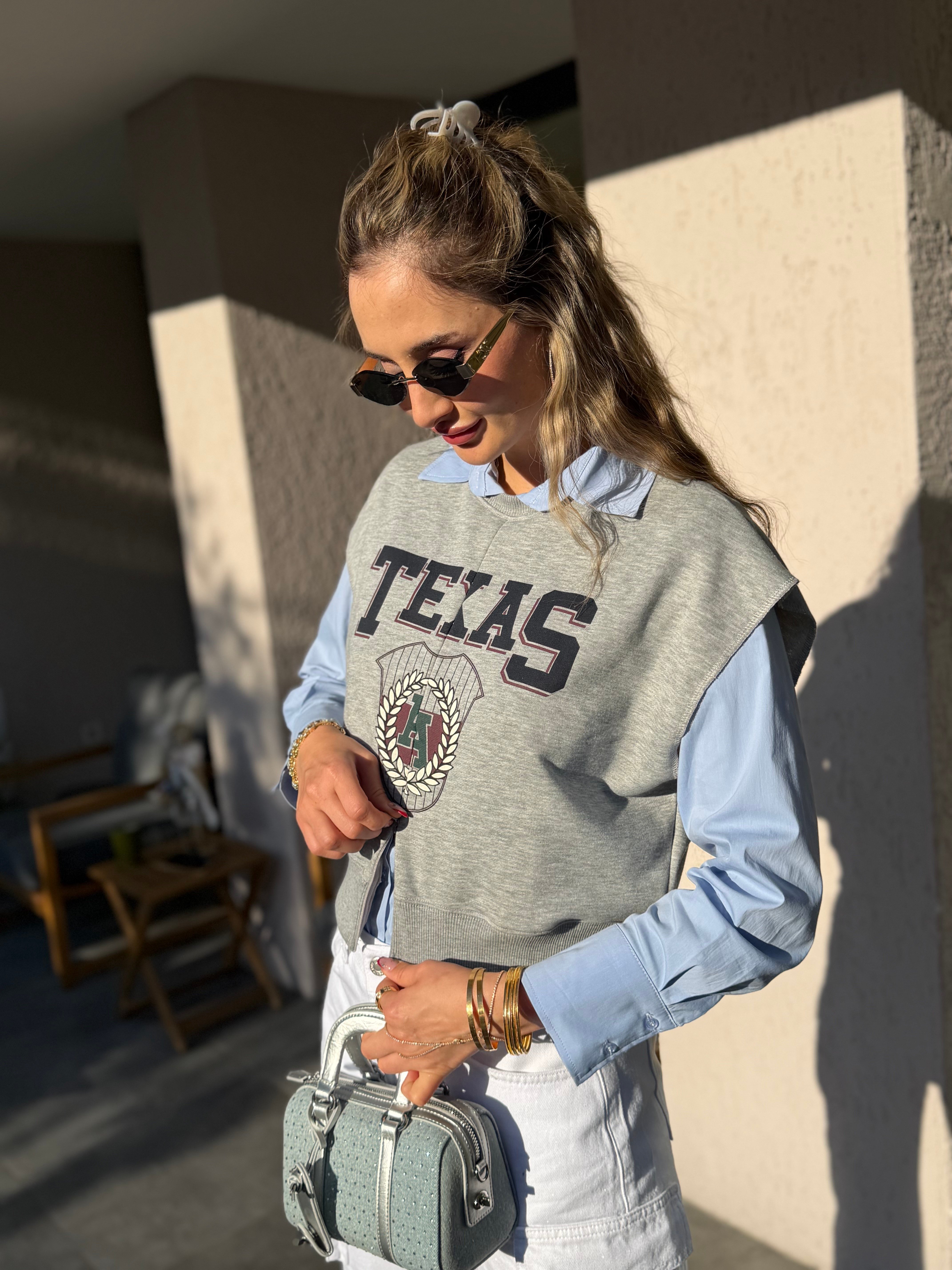 Toffy Fermuarlı Kolsuz Sweatshirt Gri