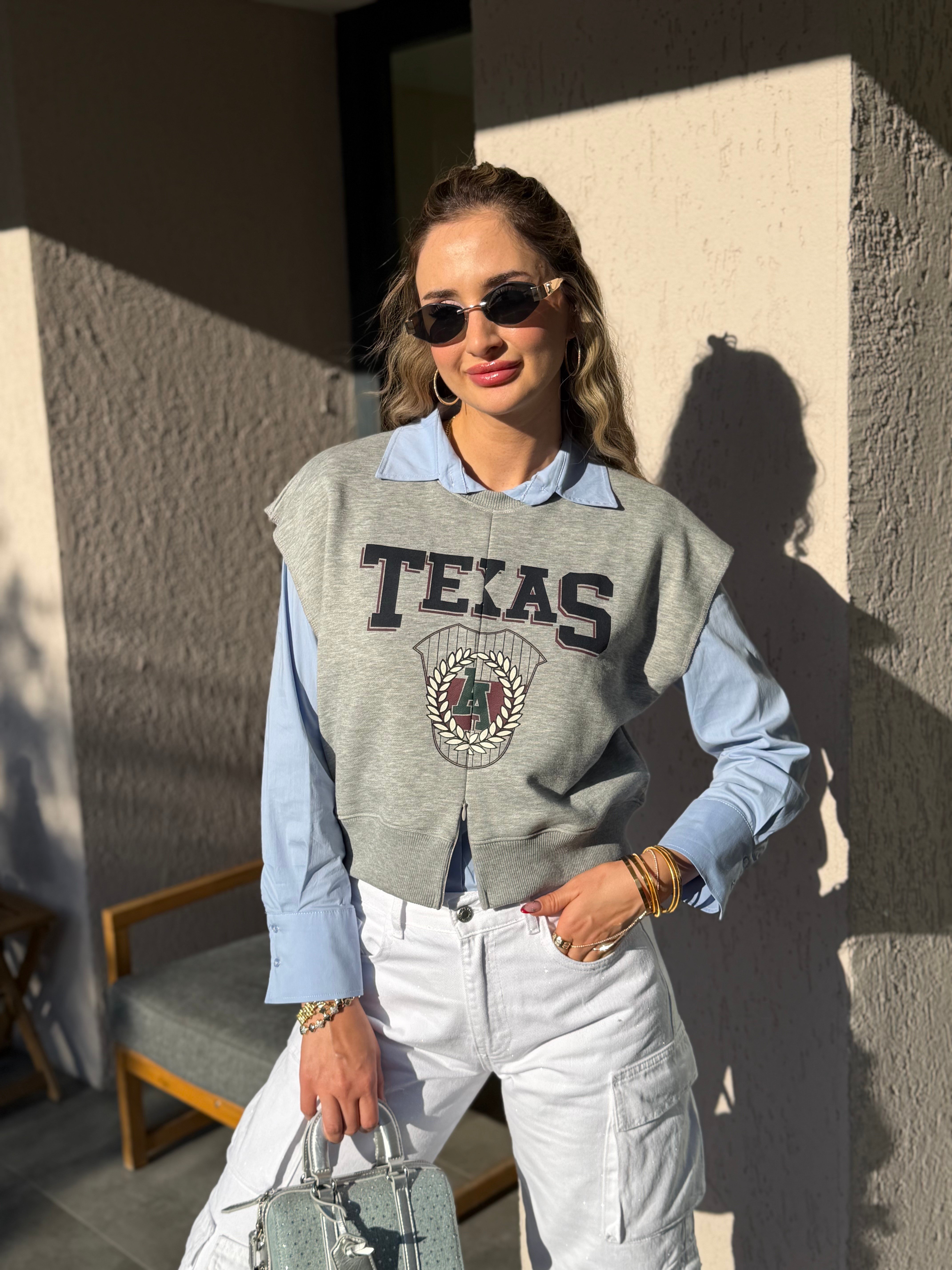 Toffy Fermuarlı Kolsuz Sweatshirt Gri