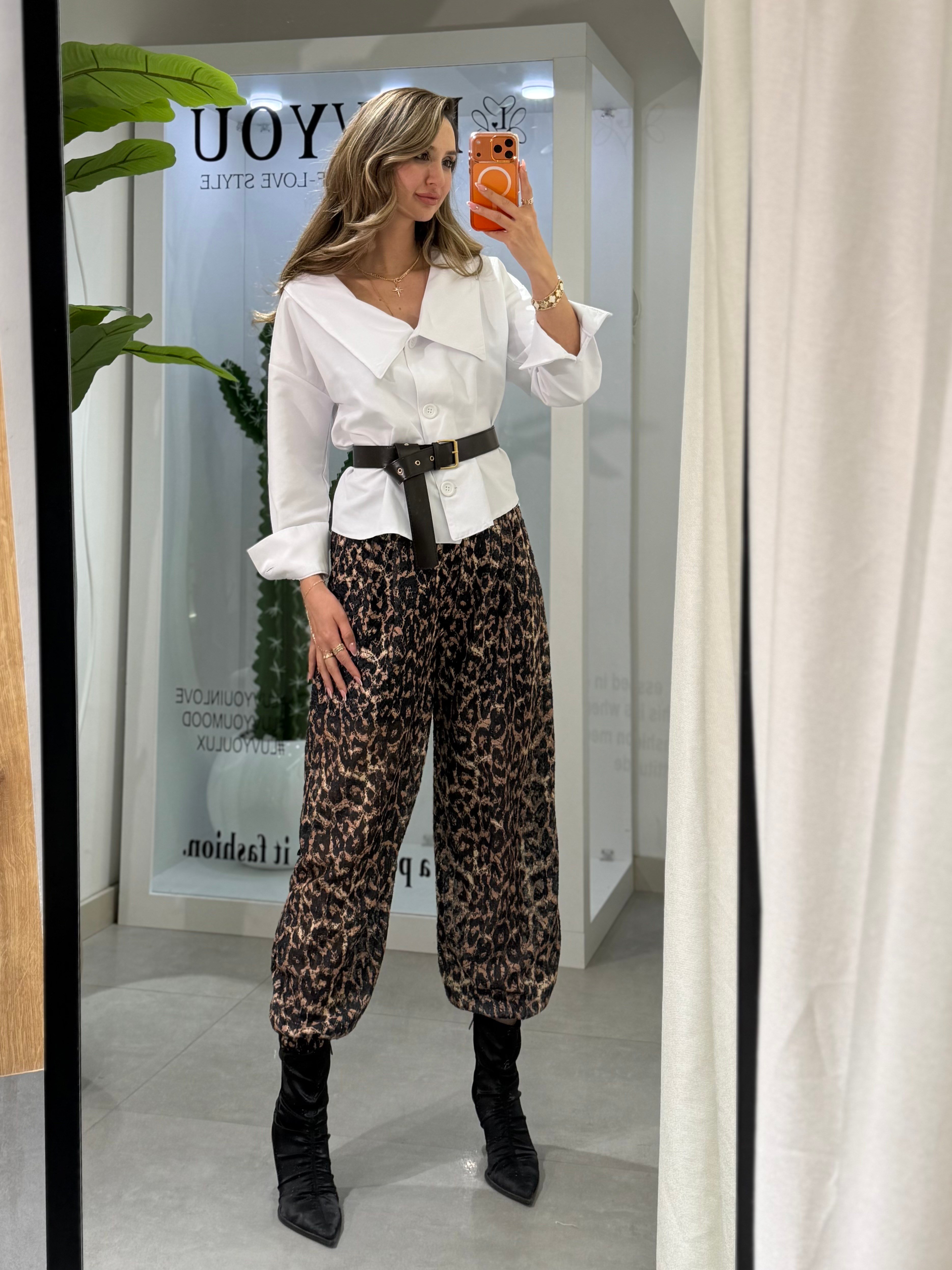 Willy Leopar Desen Şalvar Pantolon