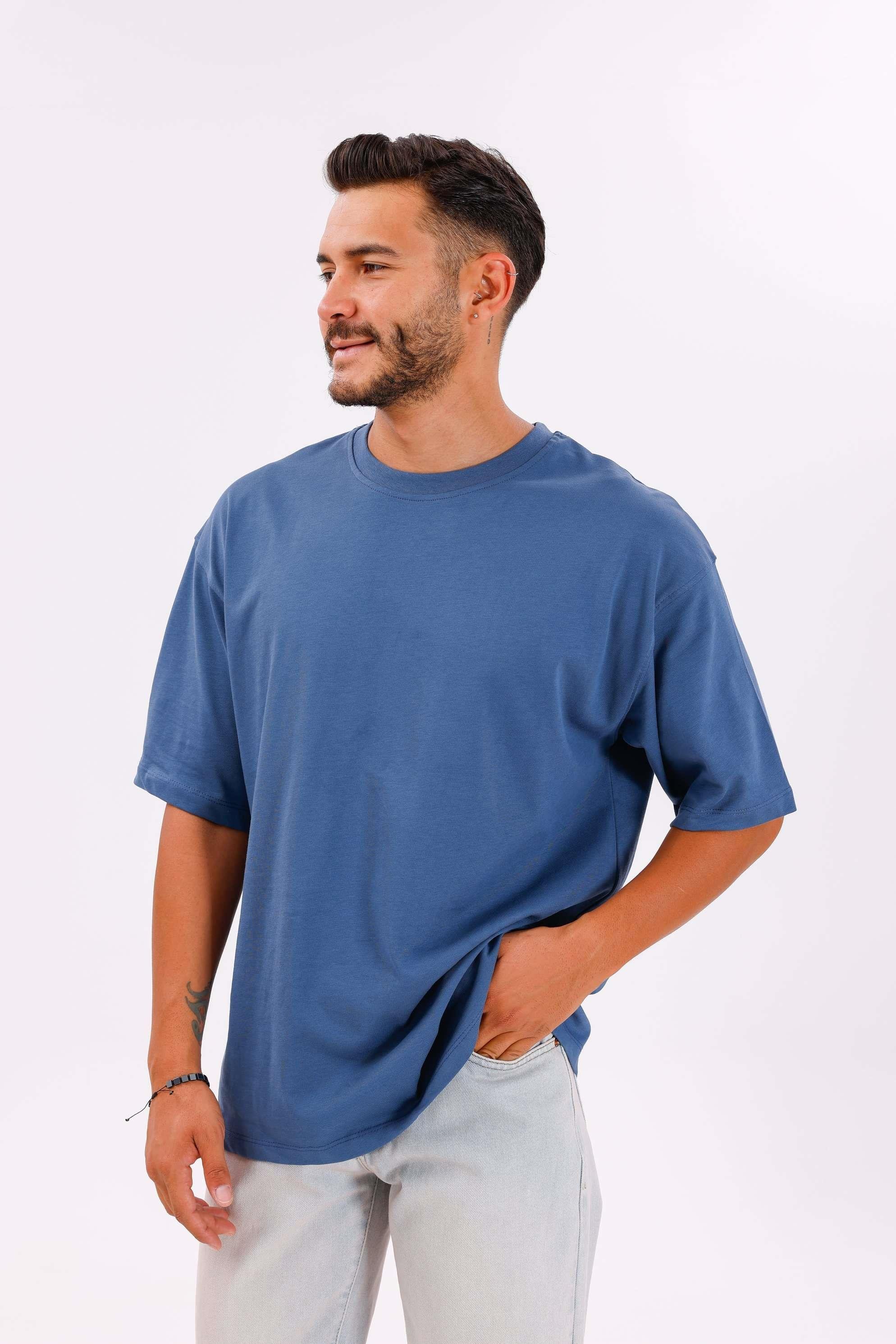 Oversize Basic 30/2 T-Shirt İndigo