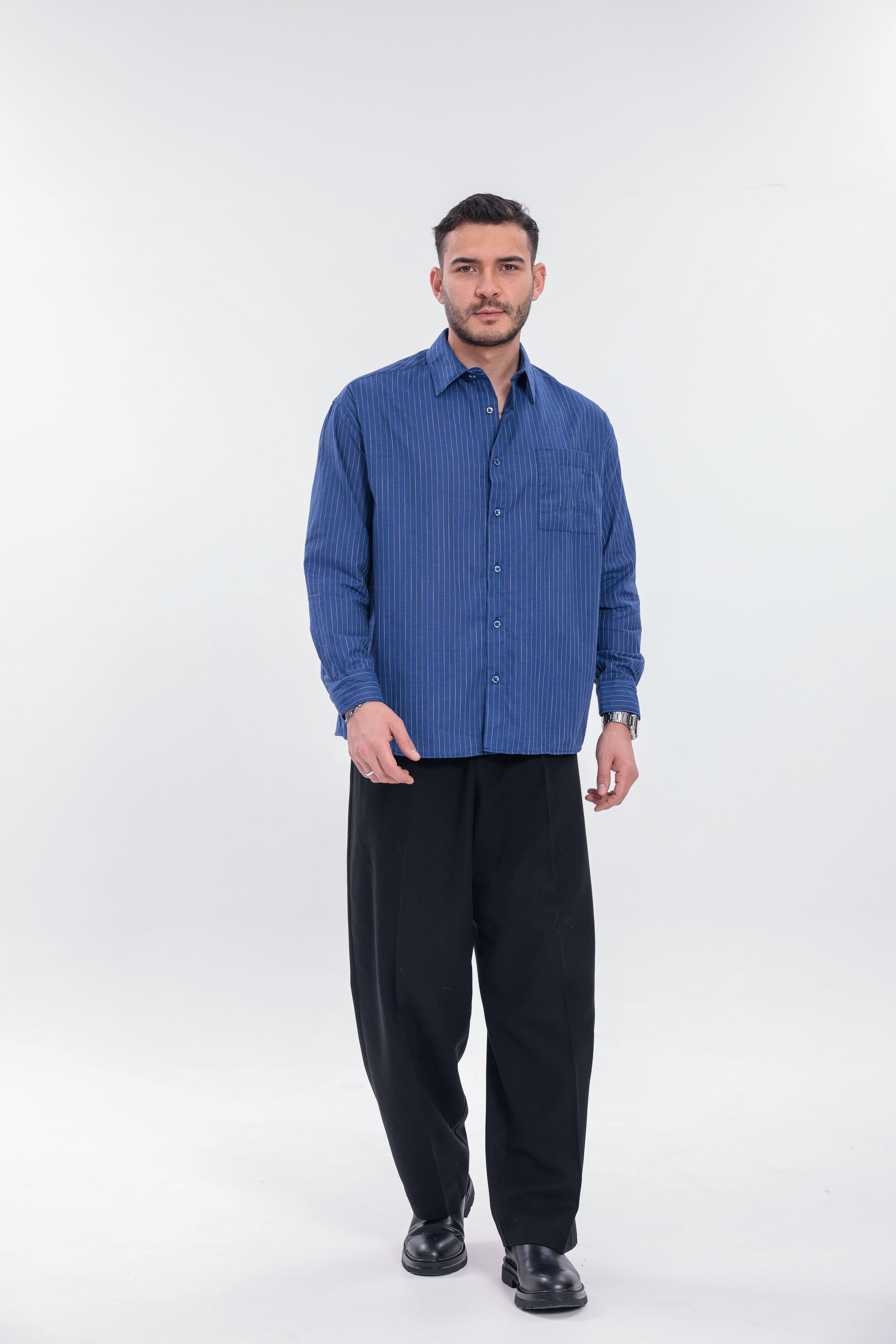 Oversize Çizgili Gömlek