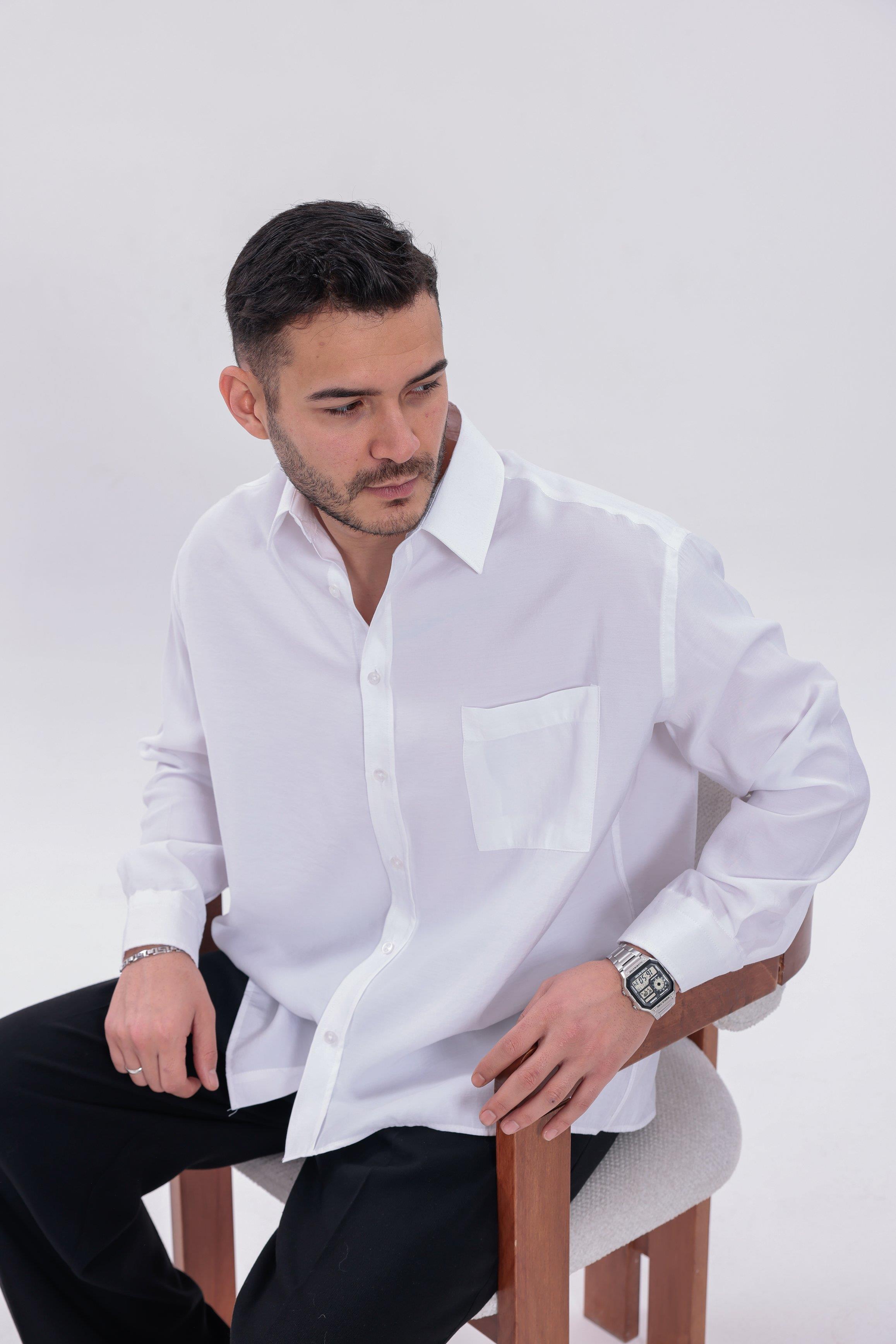 Oversize Modal Gömlek Beyaz