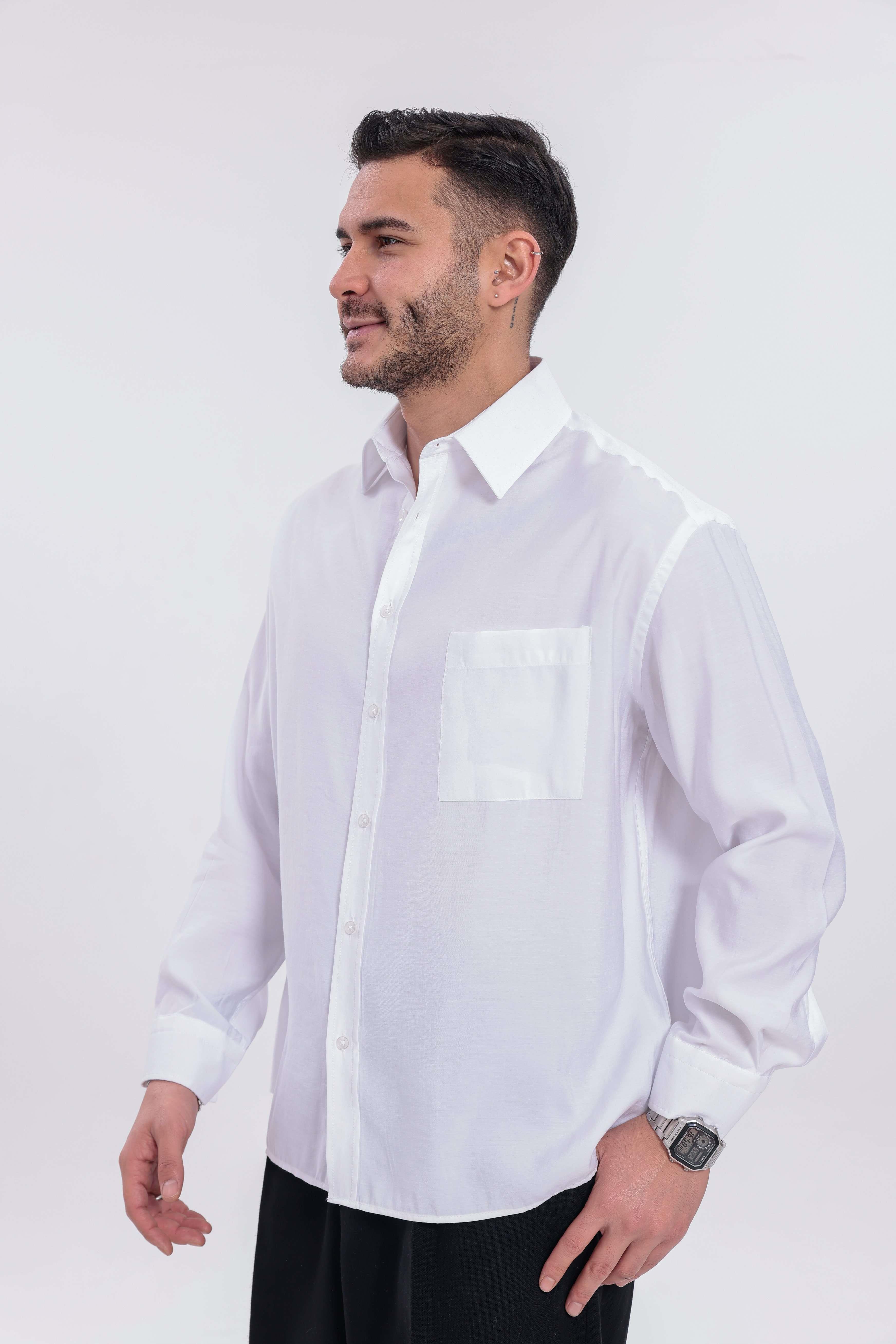 Oversize Modal Gömlek Beyaz