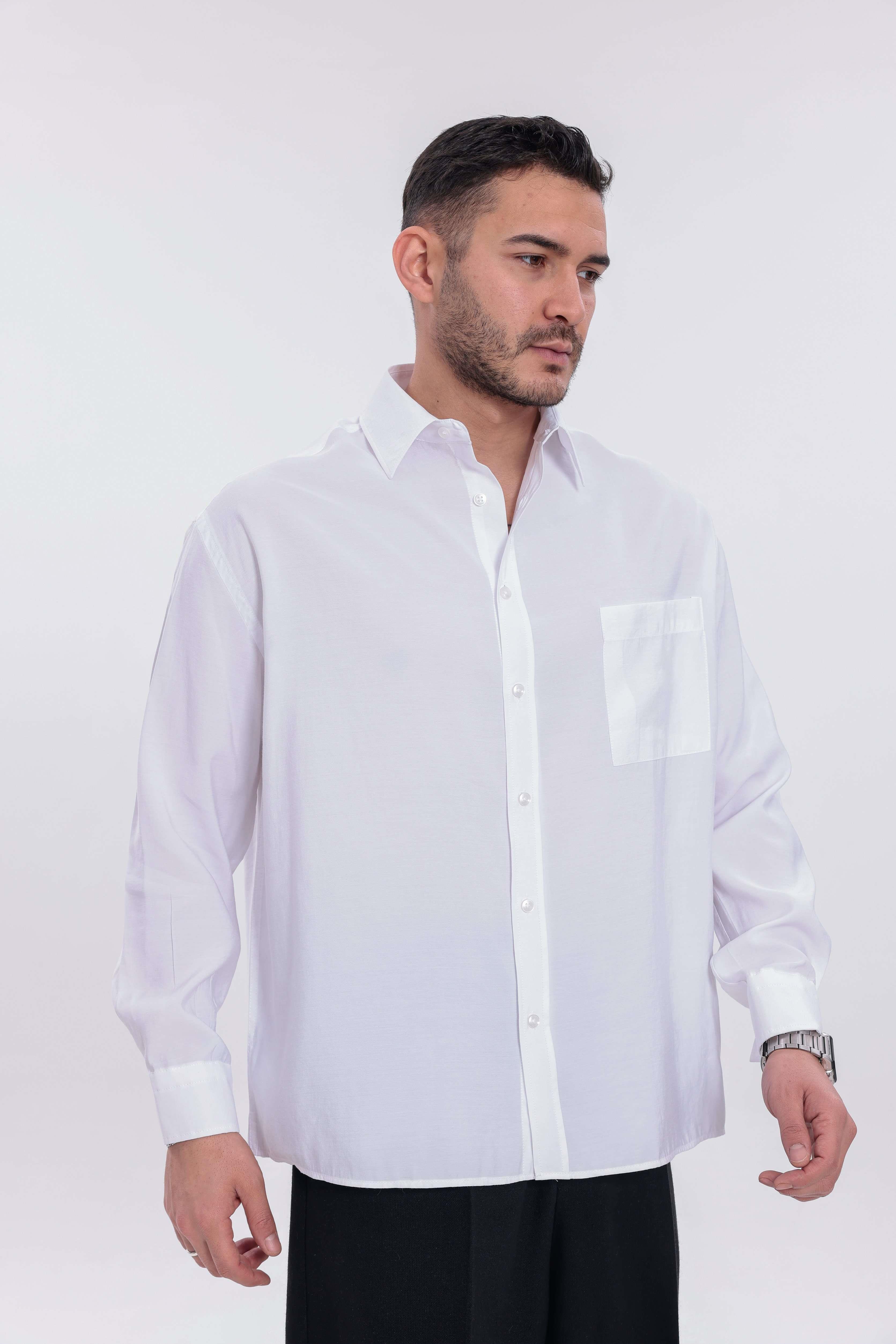 Oversize Modal Gömlek Beyaz