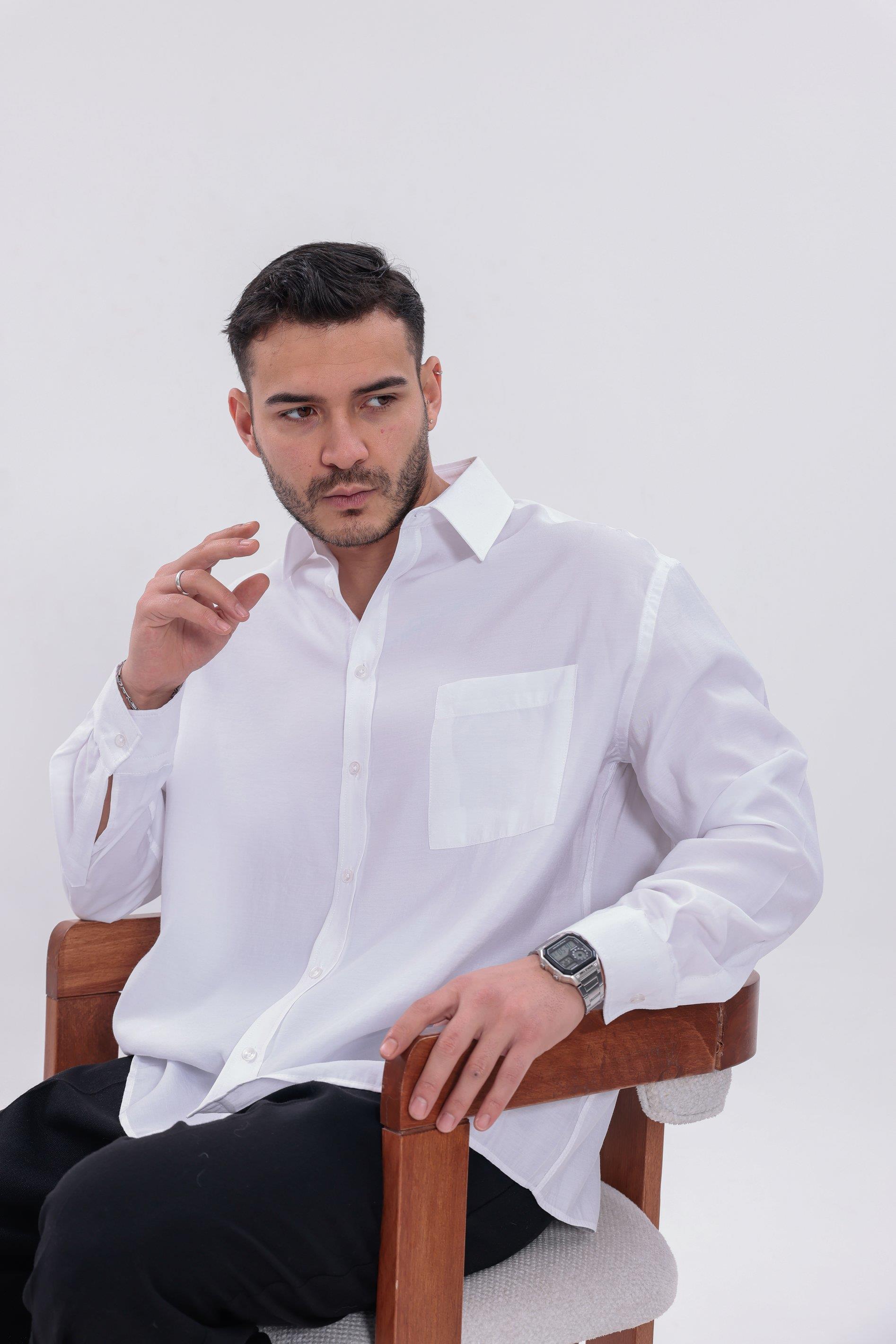 Oversize Modal Gömlek Beyaz