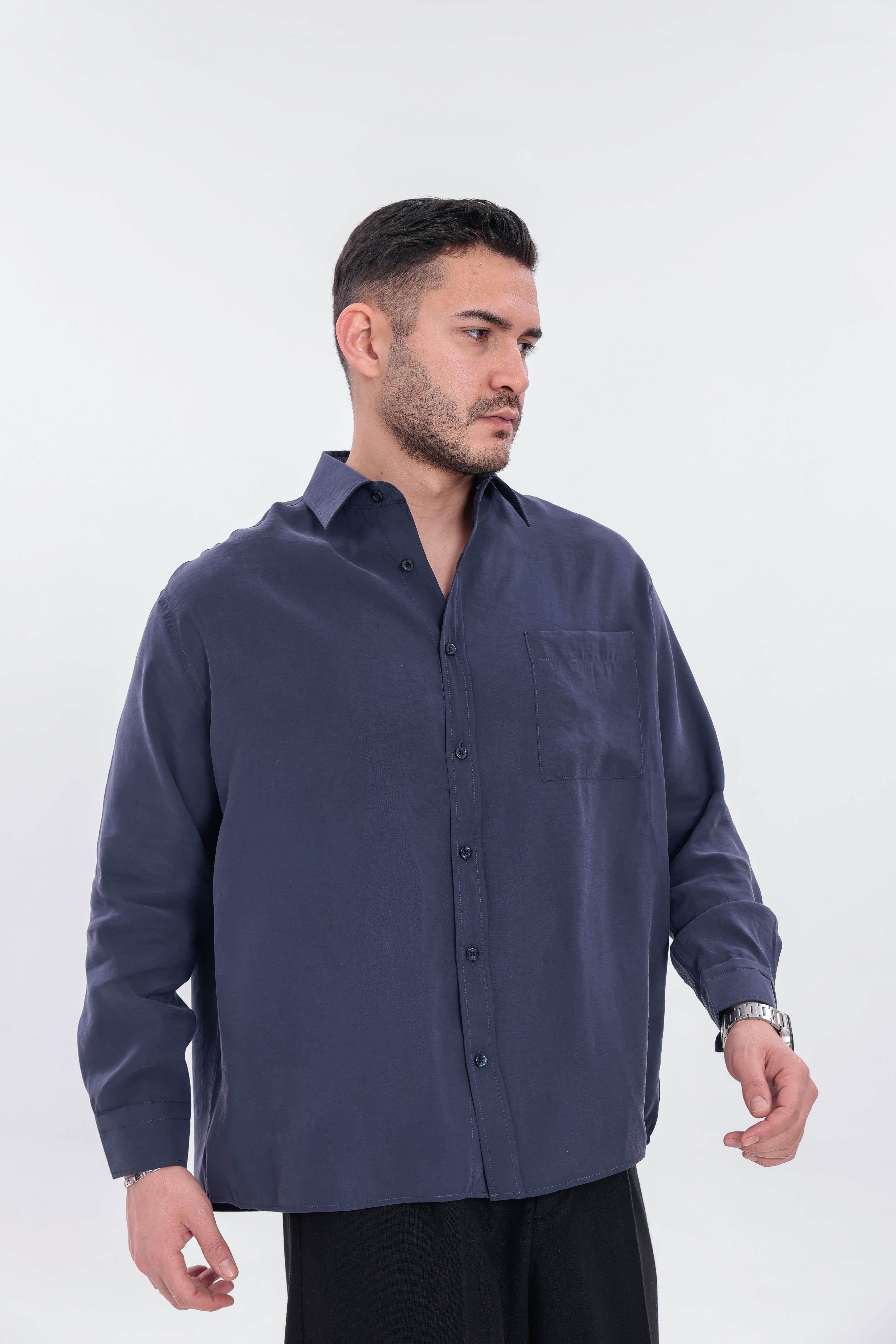 Oversize Modal Gömlek Lacivert
