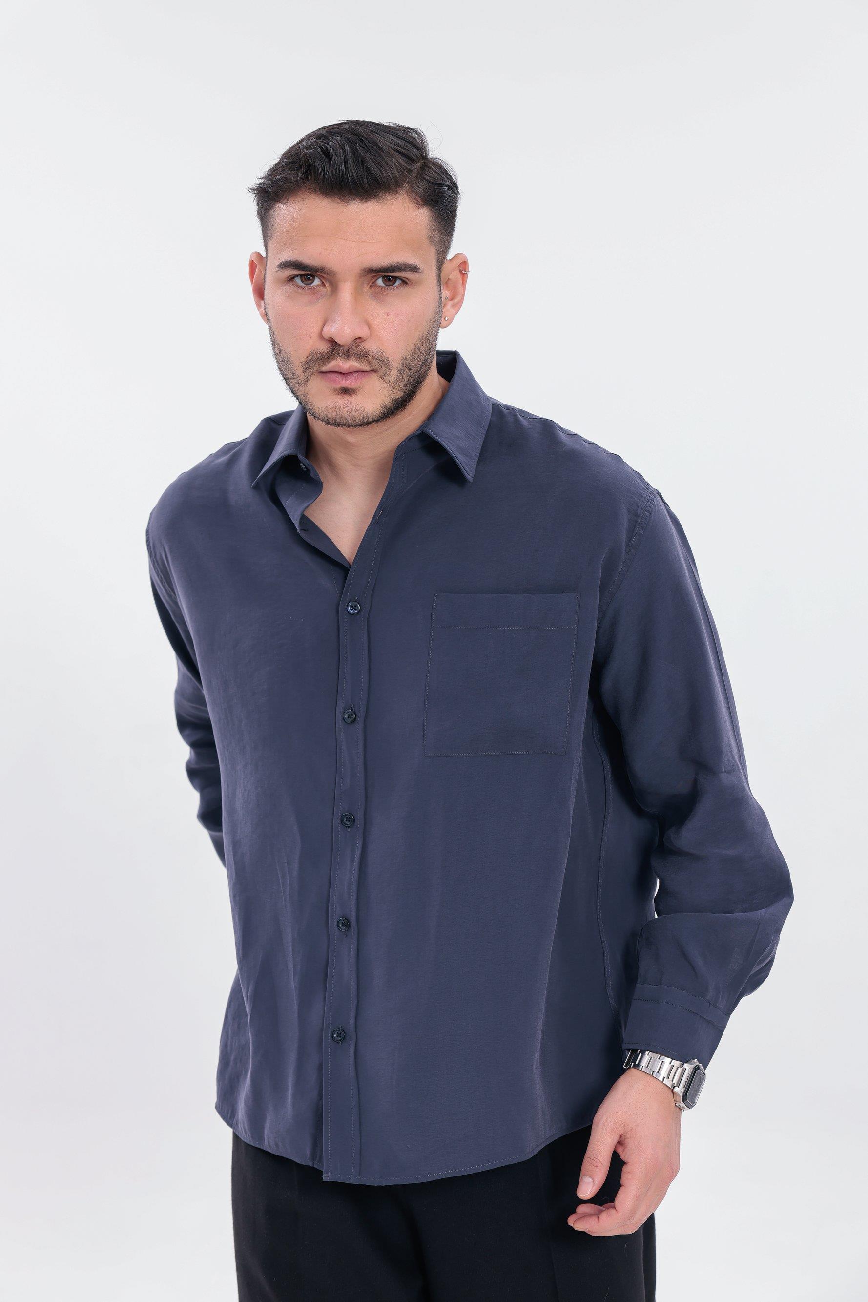Oversize Modal Gömlek Lacivert