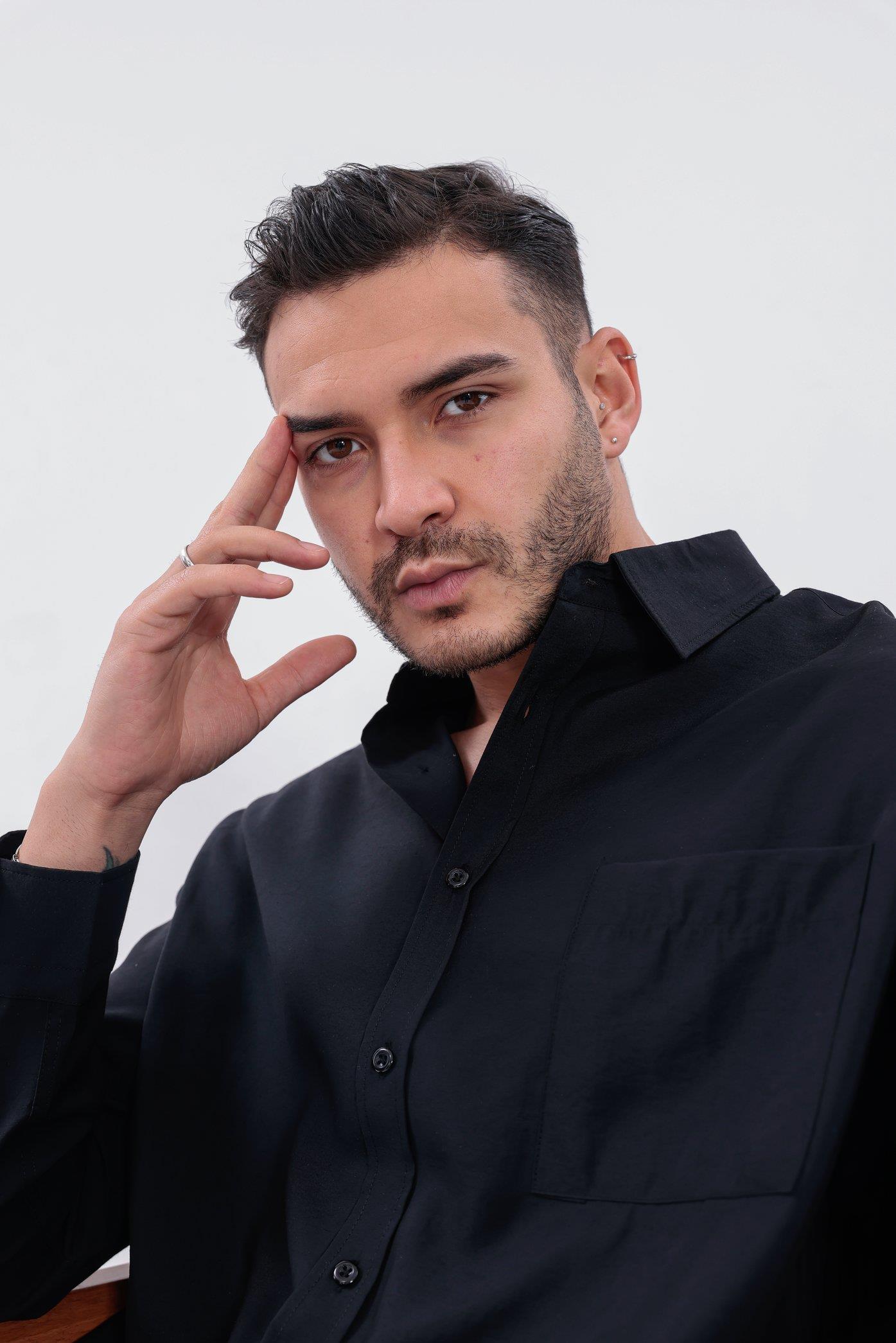 Oversize Modal Gömlek Siyah