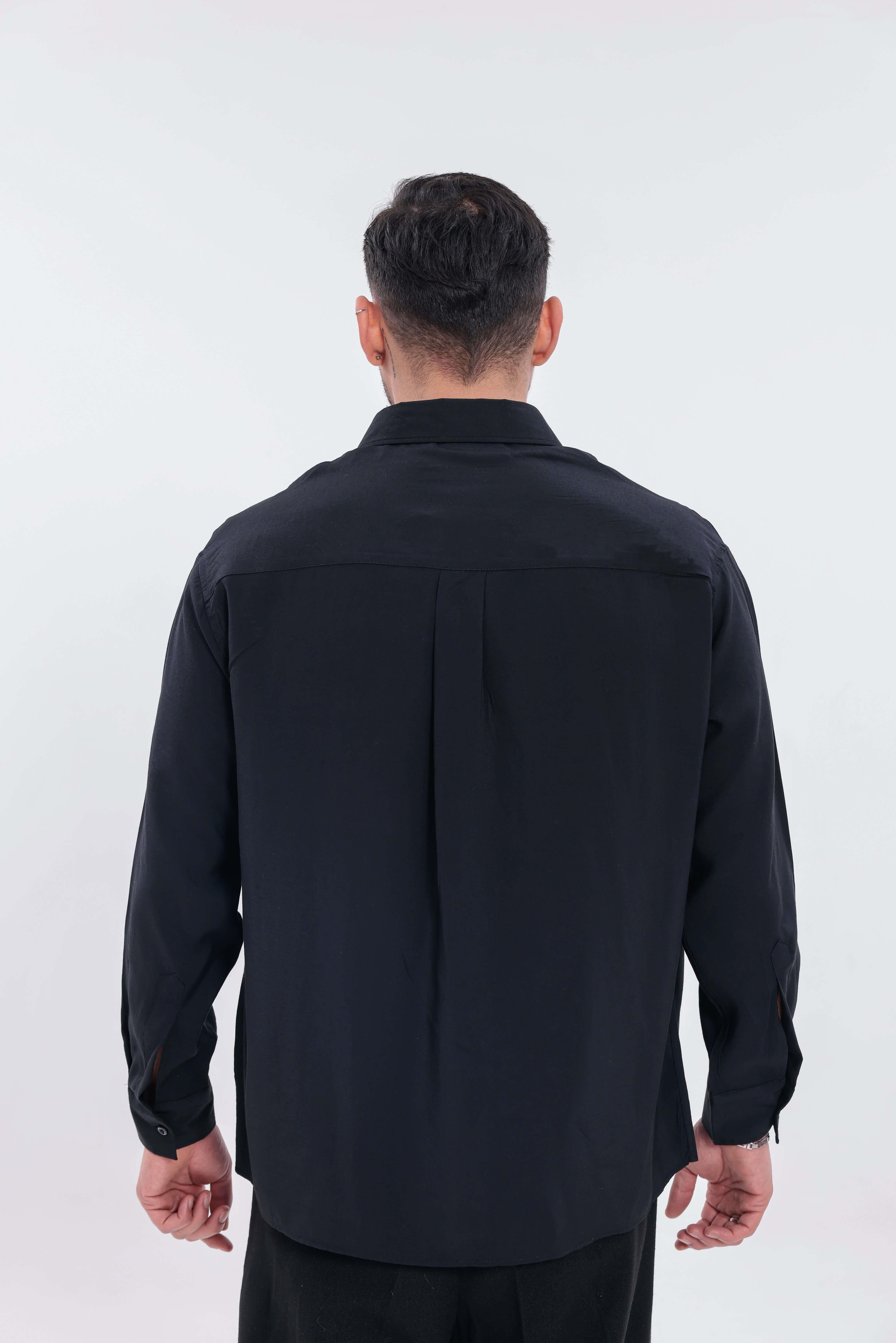 Oversize Modal Gömlek Siyah