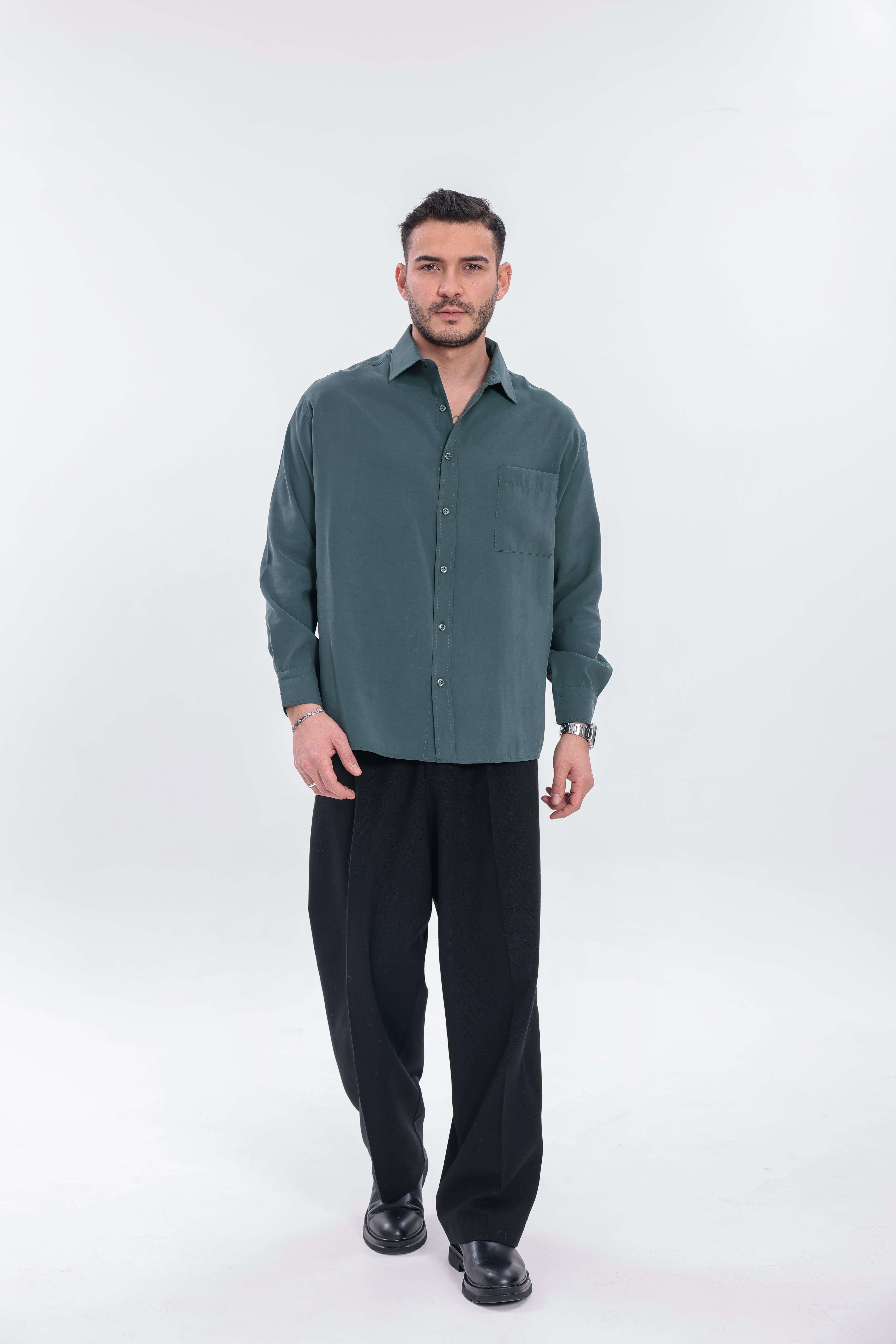 Oversize Modal Gömlek Yeşil