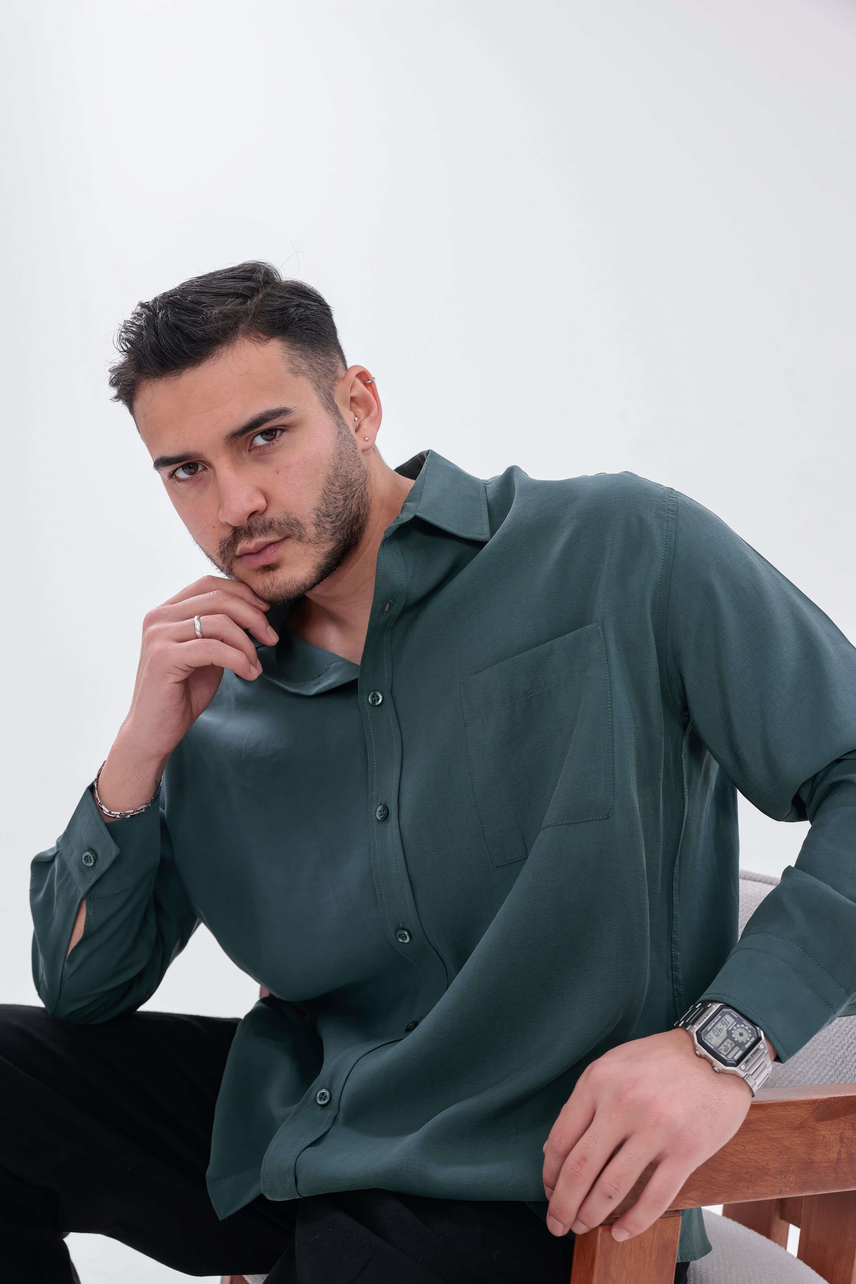 Oversize Modal Gömlek Yeşil