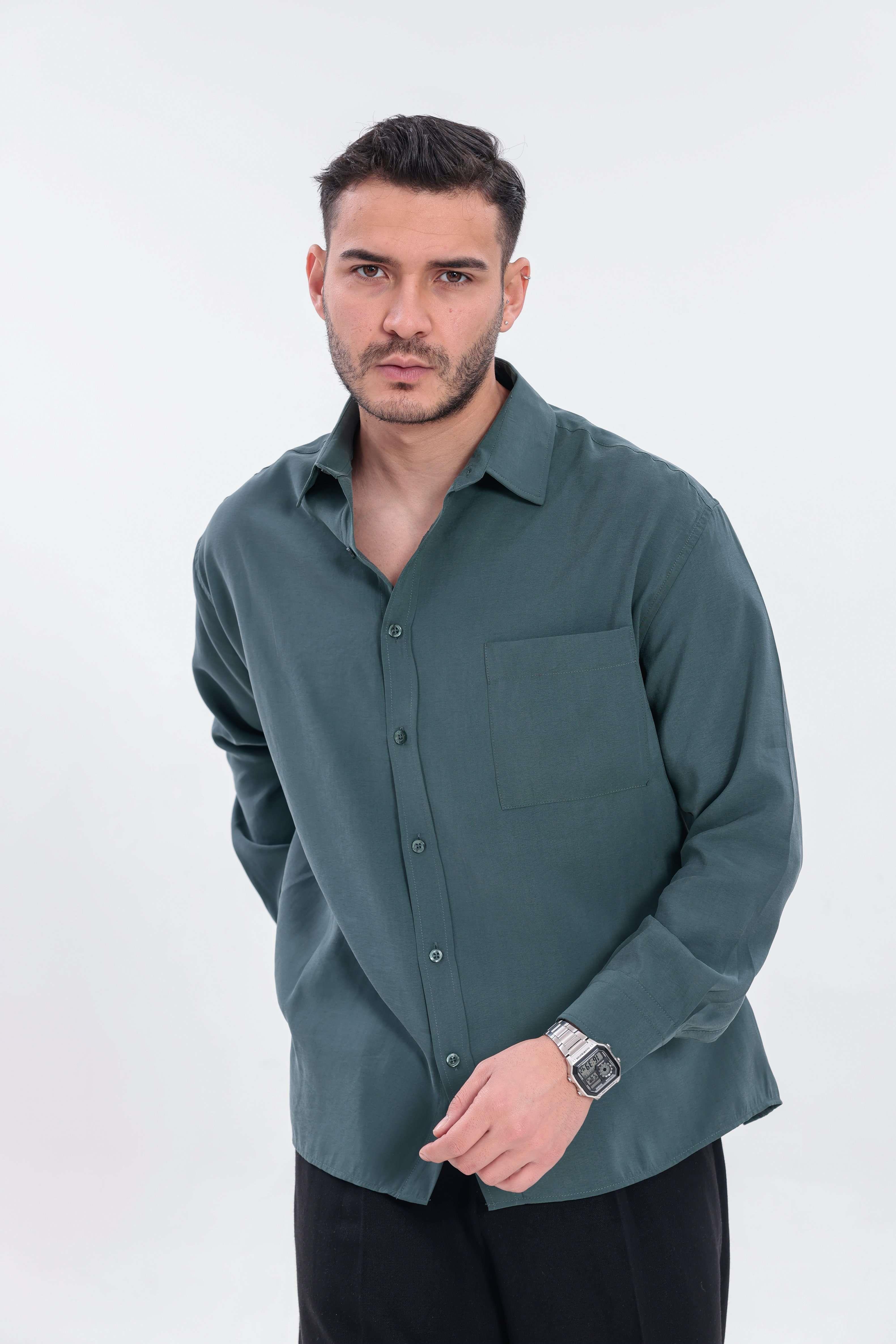 Oversize Modal Gömlek Yeşil