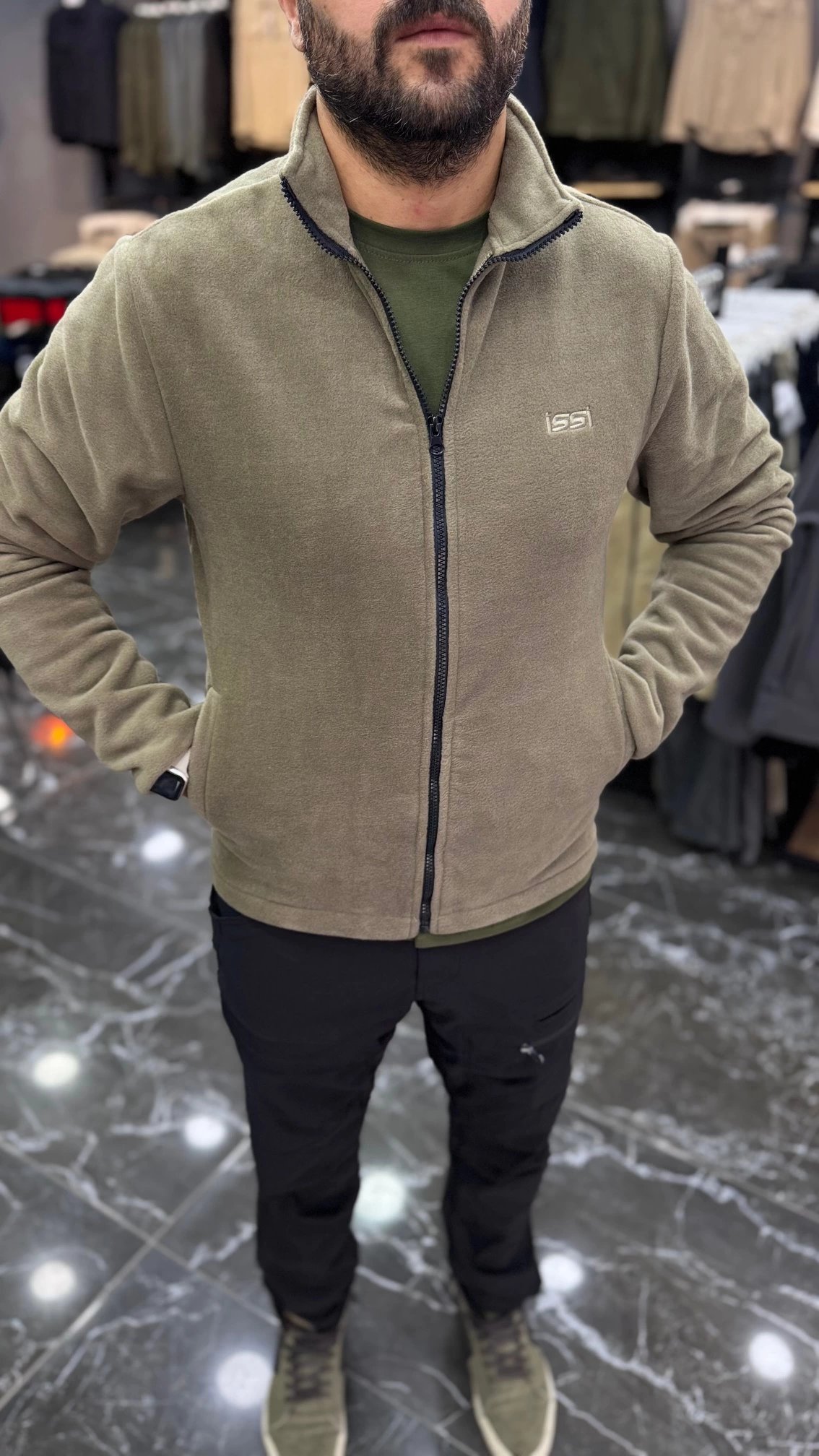 DÜZ POLAR HIRKA HAKİ