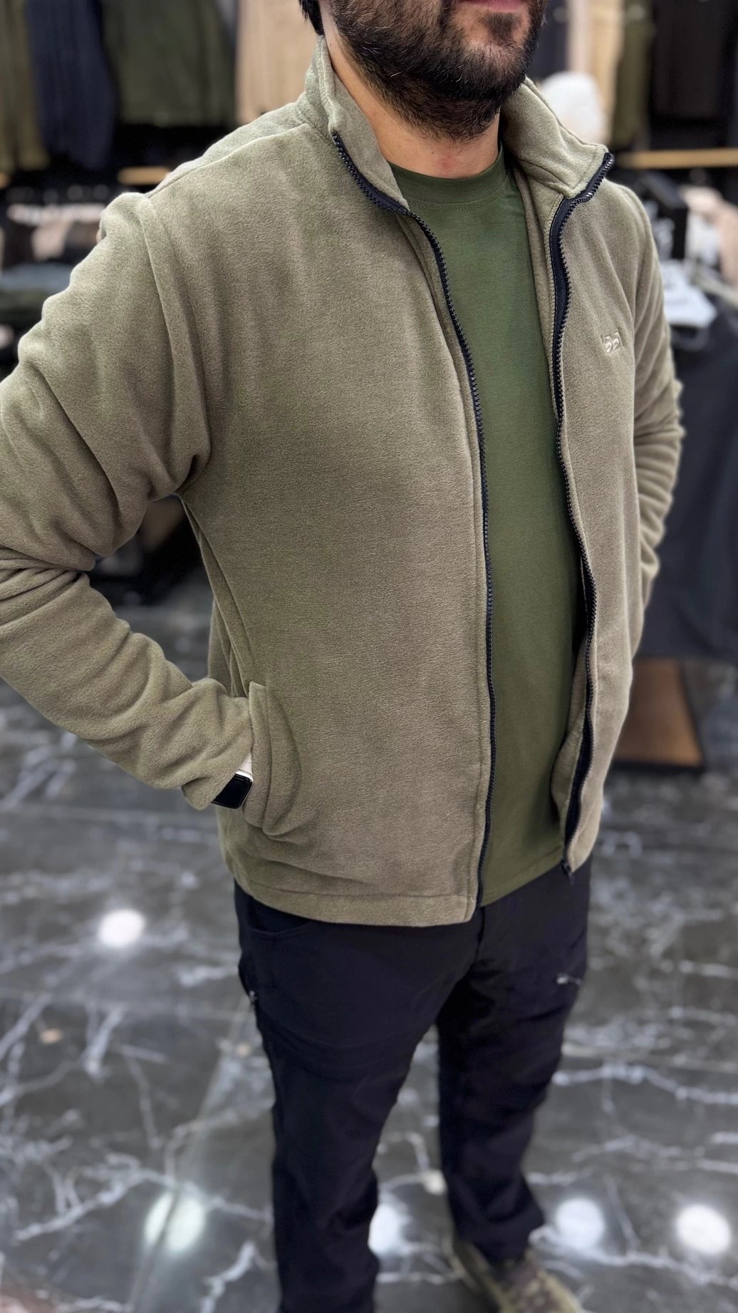 DÜZ POLAR HIRKA HAKİ