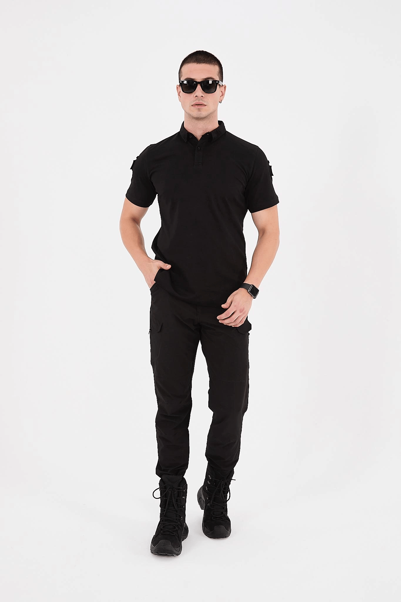 Polo Yaka Taktik Tshirt Siyah