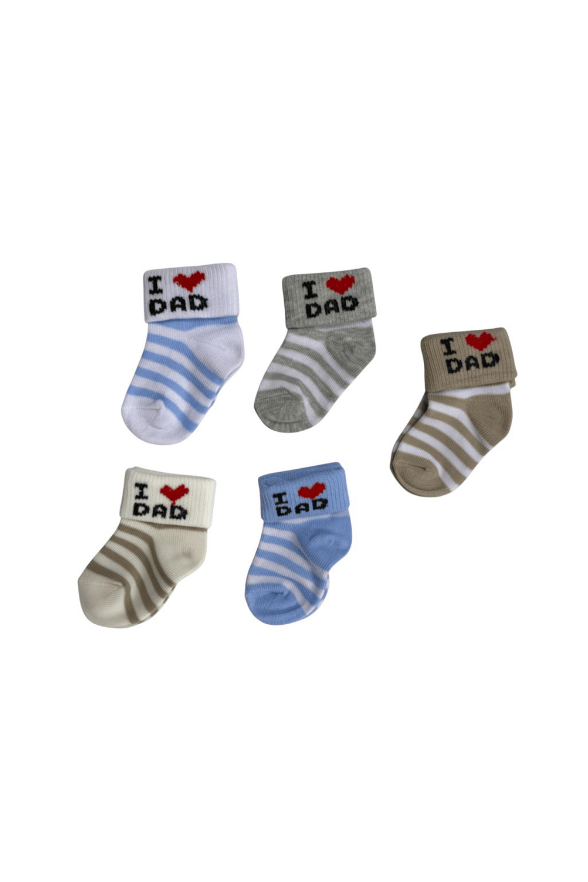 Bebek Çorabı 5'li Set - I Love Dad Desenli