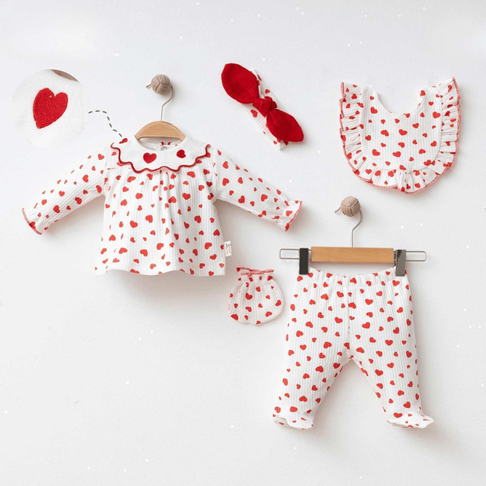 Kalp Yakalı 5'li Set