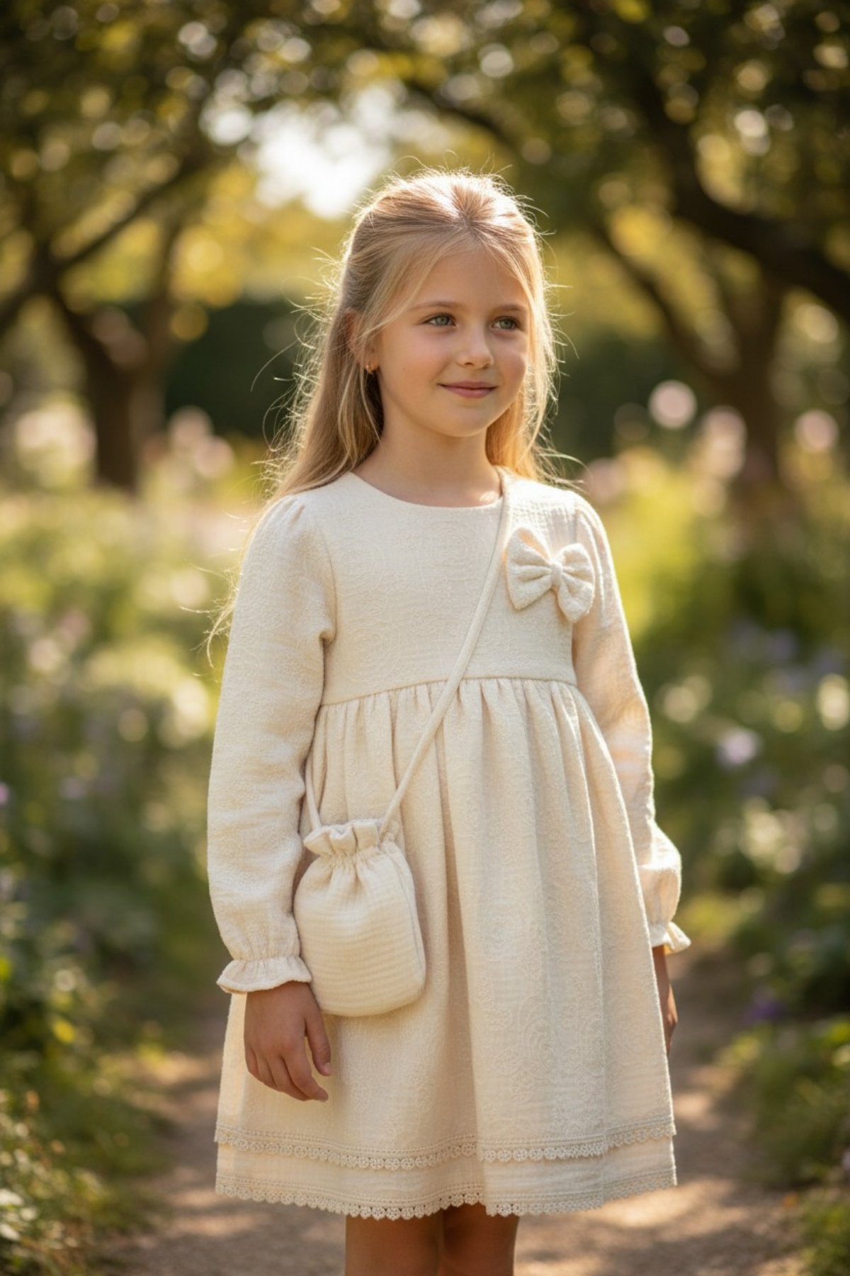 Muslin Çiçekli Kız Çocuk Elbise