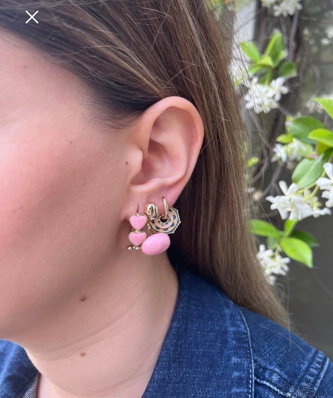 Pembe Kalpli Etnik Desenli Çelik 3'lü Küpe – Zarif ve Şık Tasarım