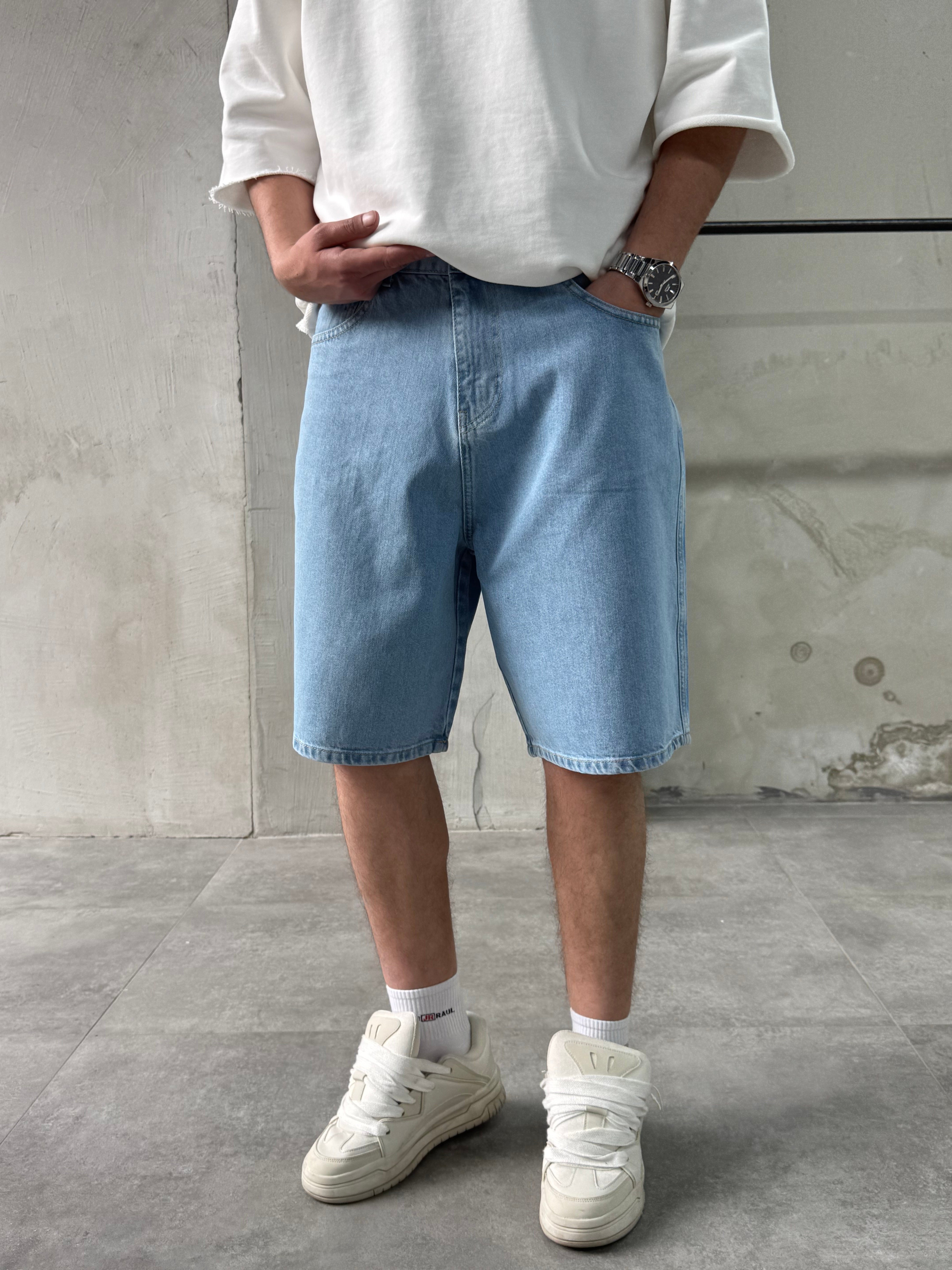 Baggy Fit Bermuda Mavi Denim Şort