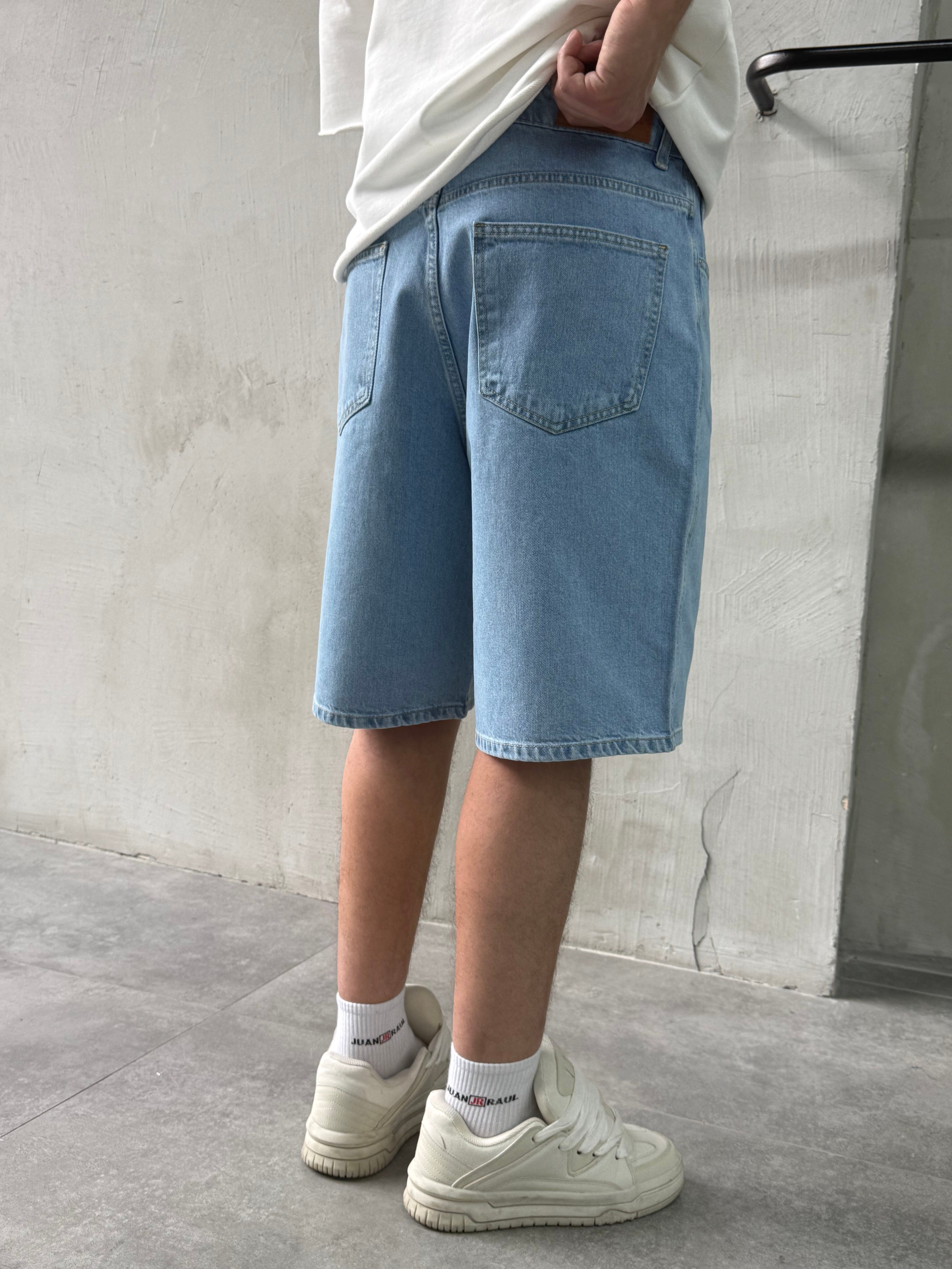 Baggy Fit Bermuda Mavi Denim Şort
