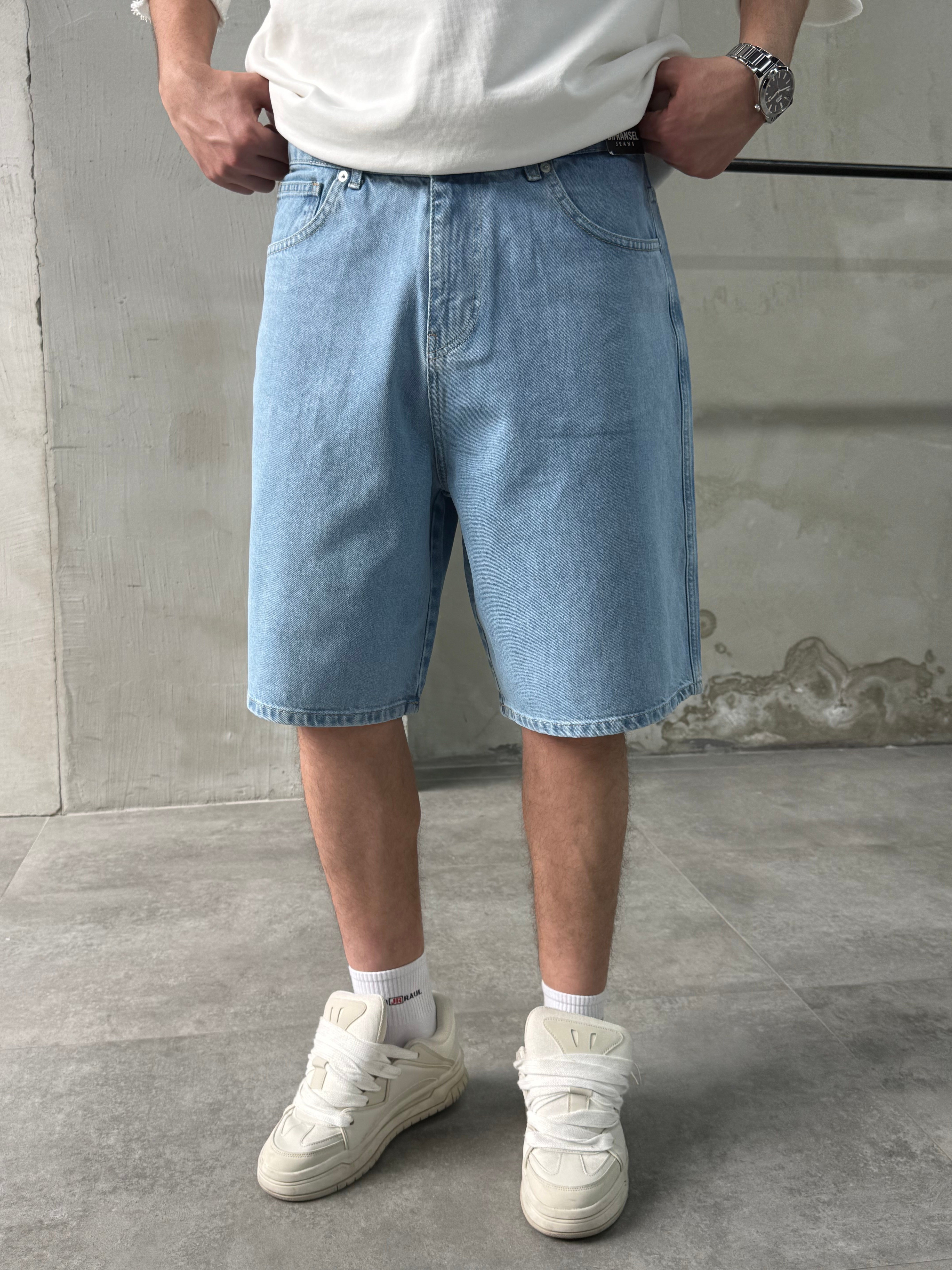 Baggy Fit Bermuda Mavi Denim Şort