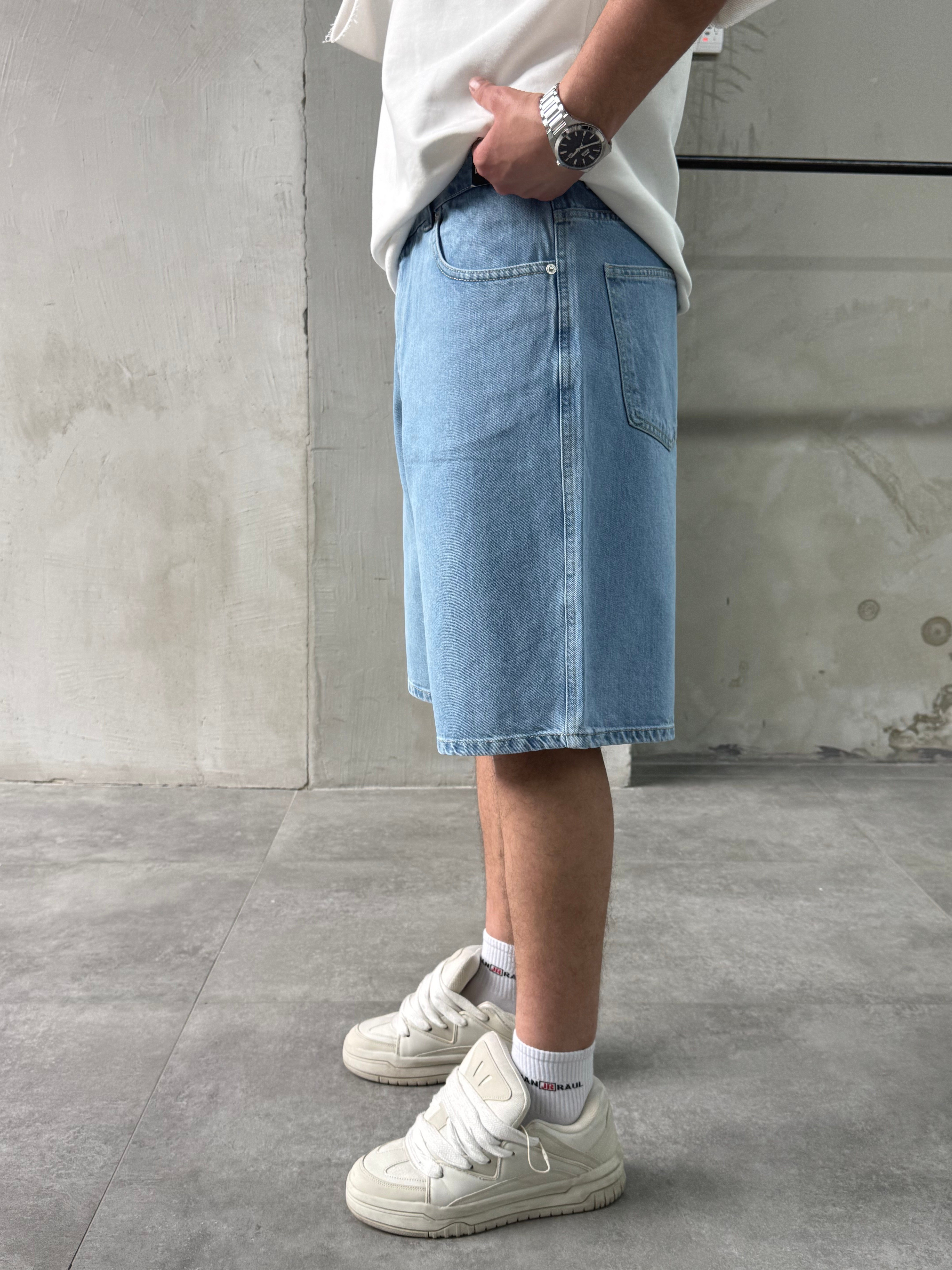 Baggy Fit Bermuda Mavi Denim Şort