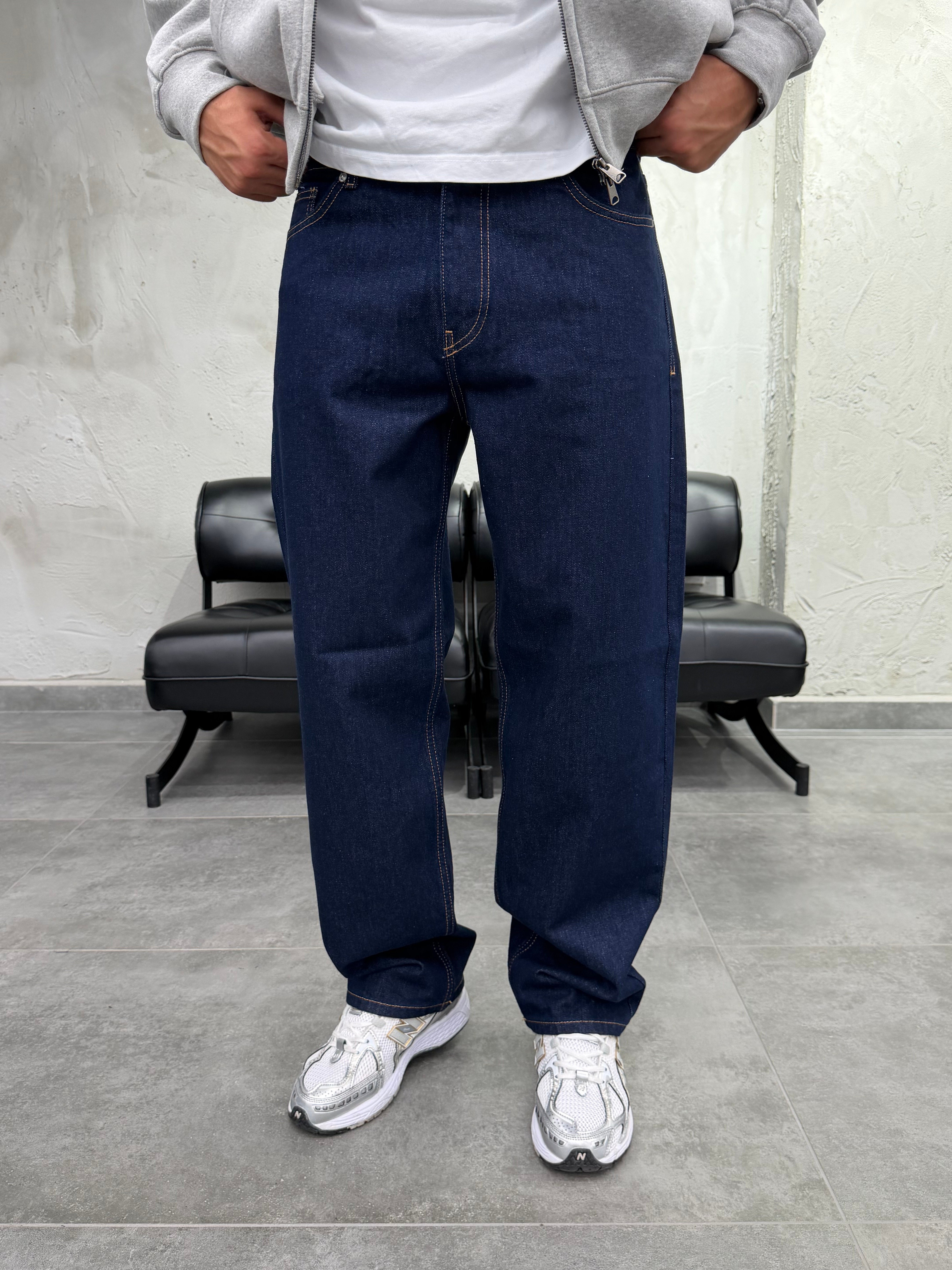 Baggy Fit Koyu Lacivert Jean