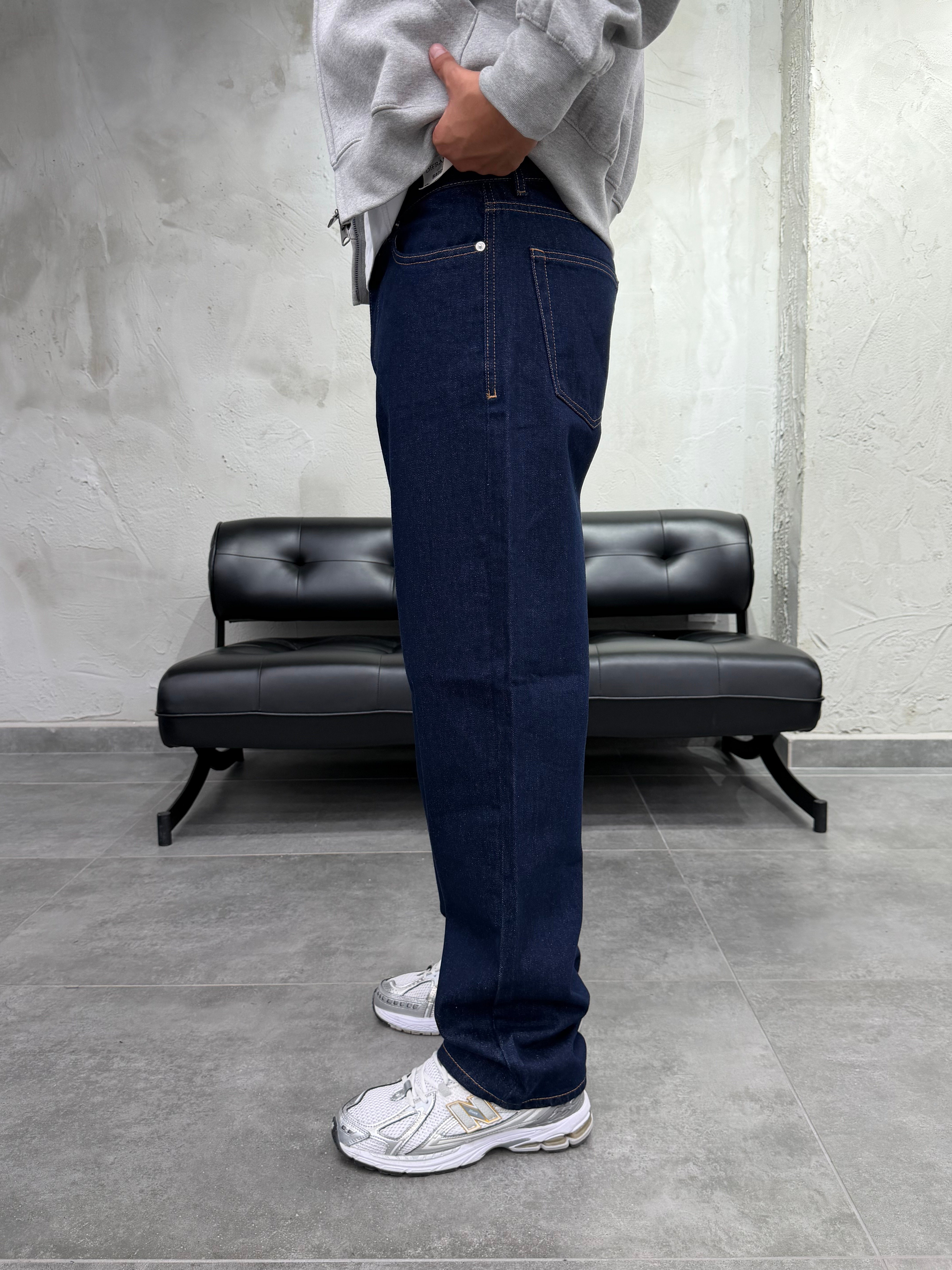 Baggy Fit Koyu Lacivert Jean