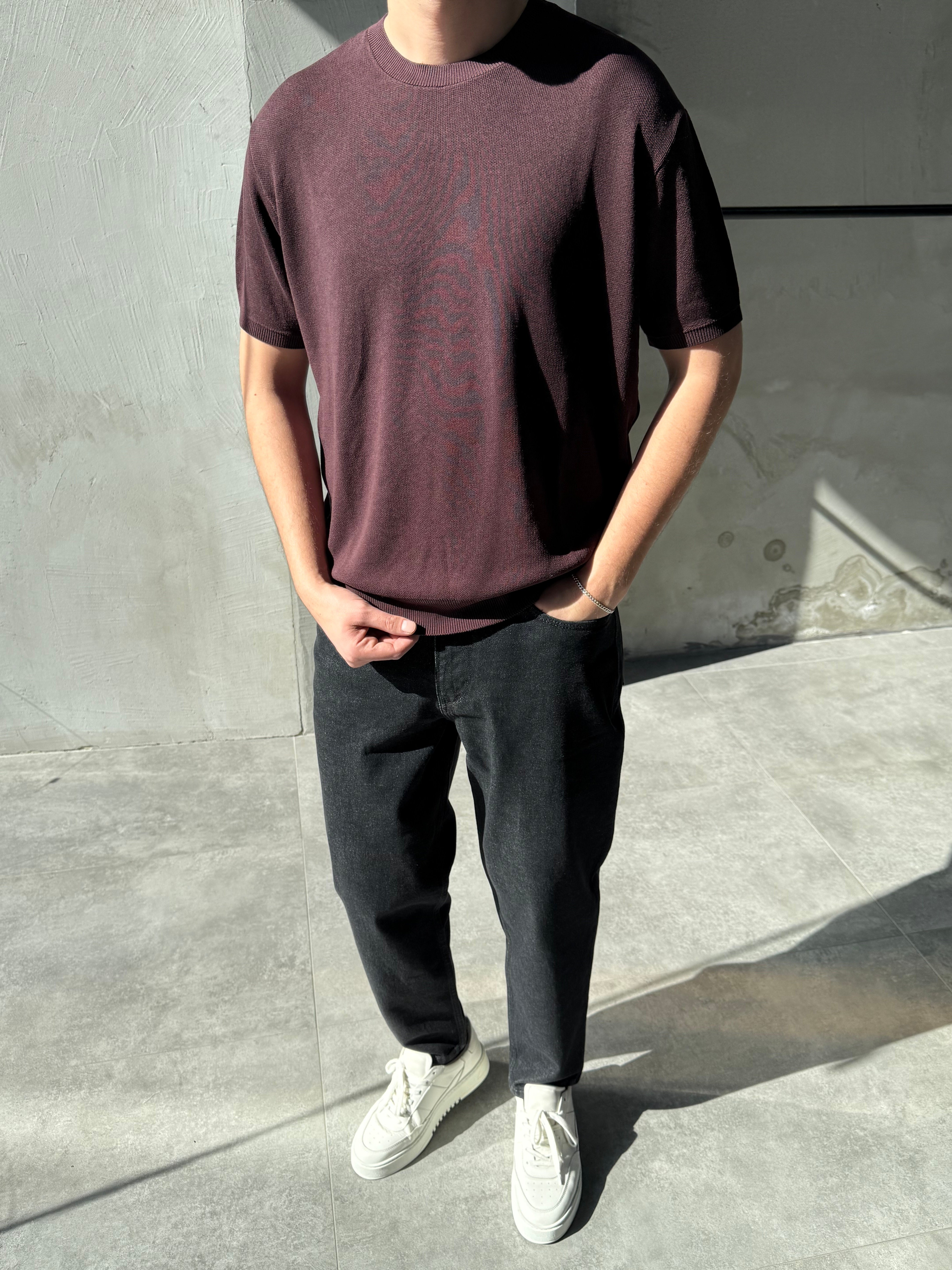 Basic Bordo Triko T-shirt