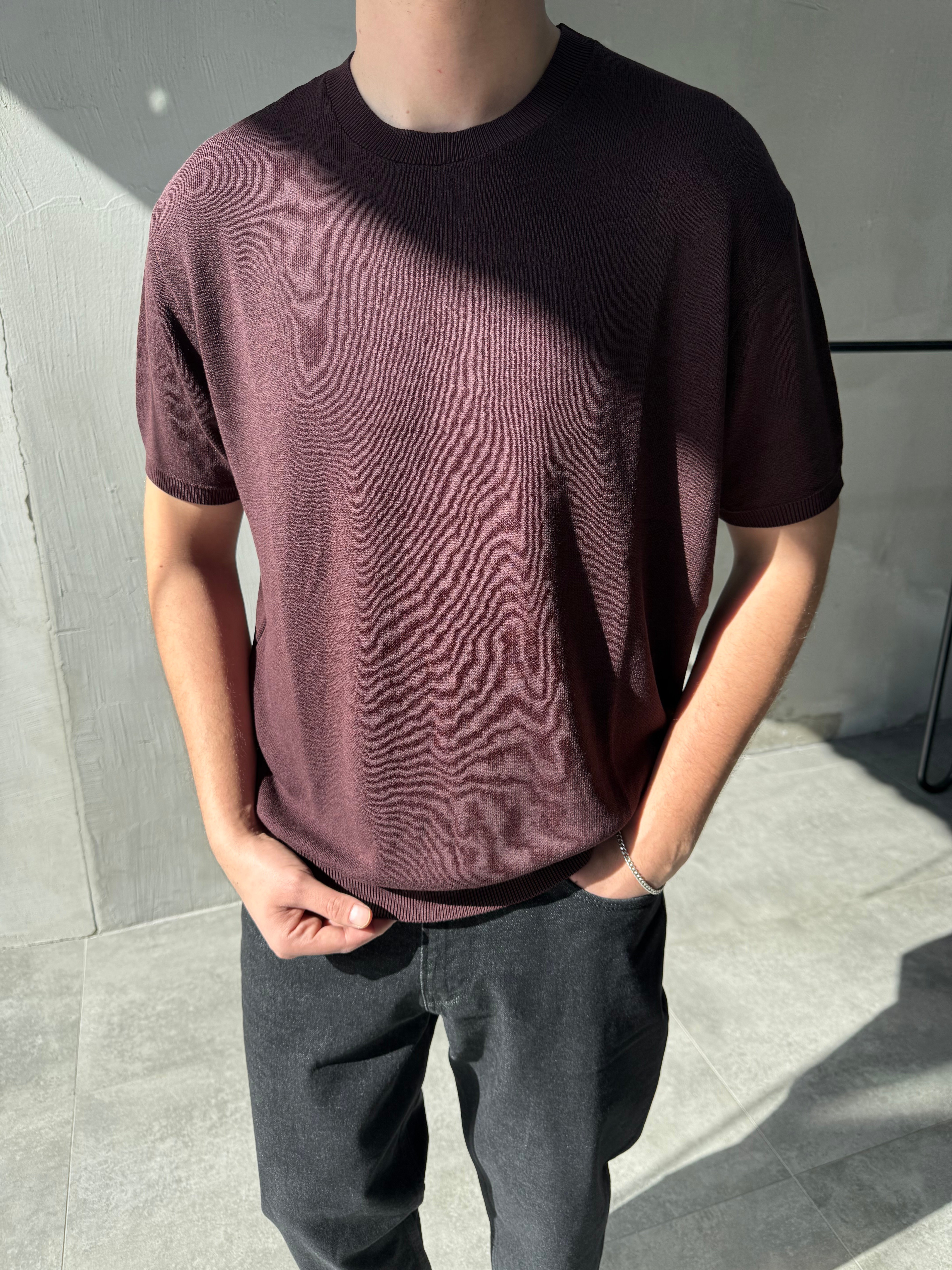 Basic Bordo Triko T-shirt