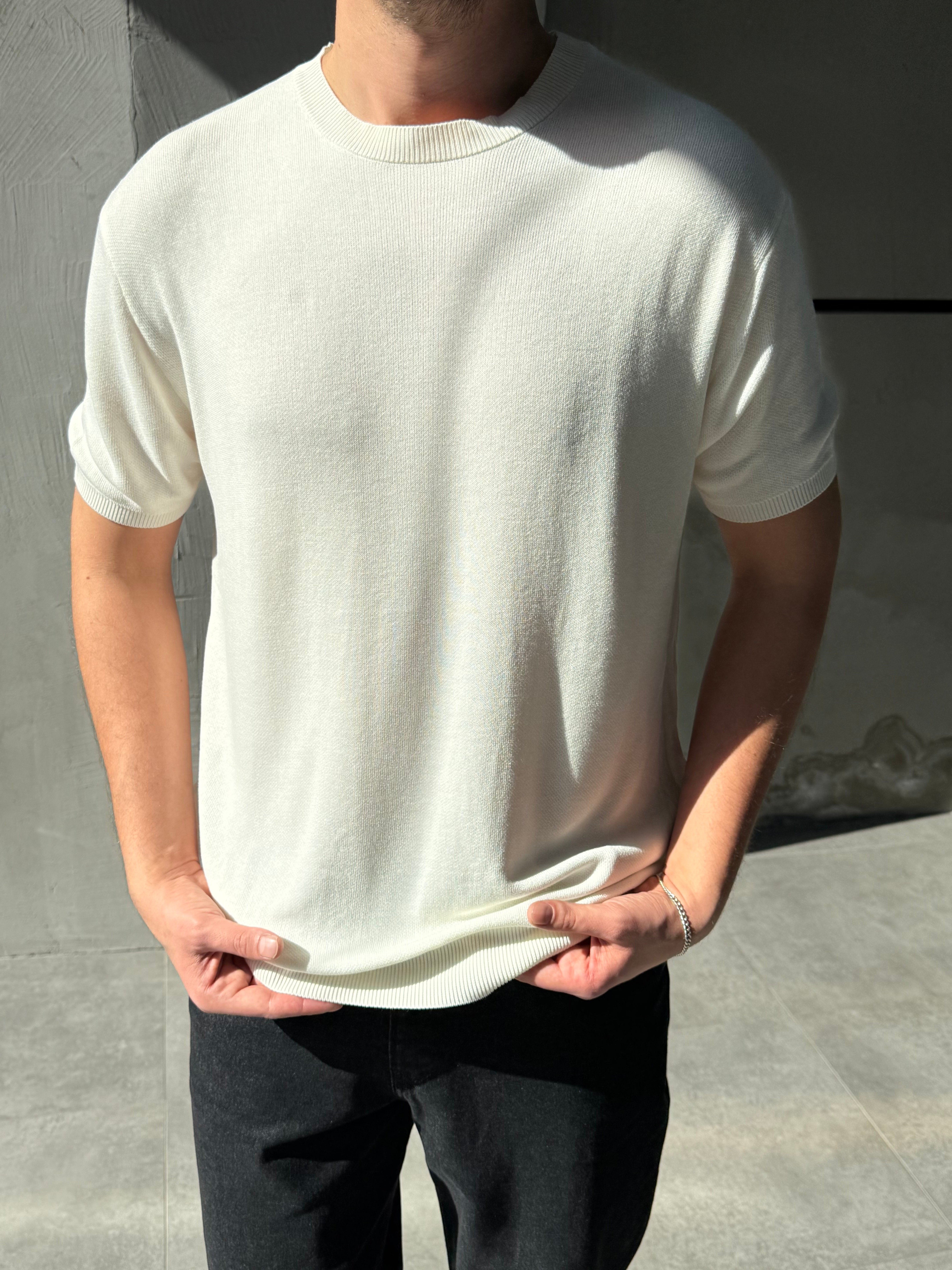 Basic Ekru Triko T-shirt