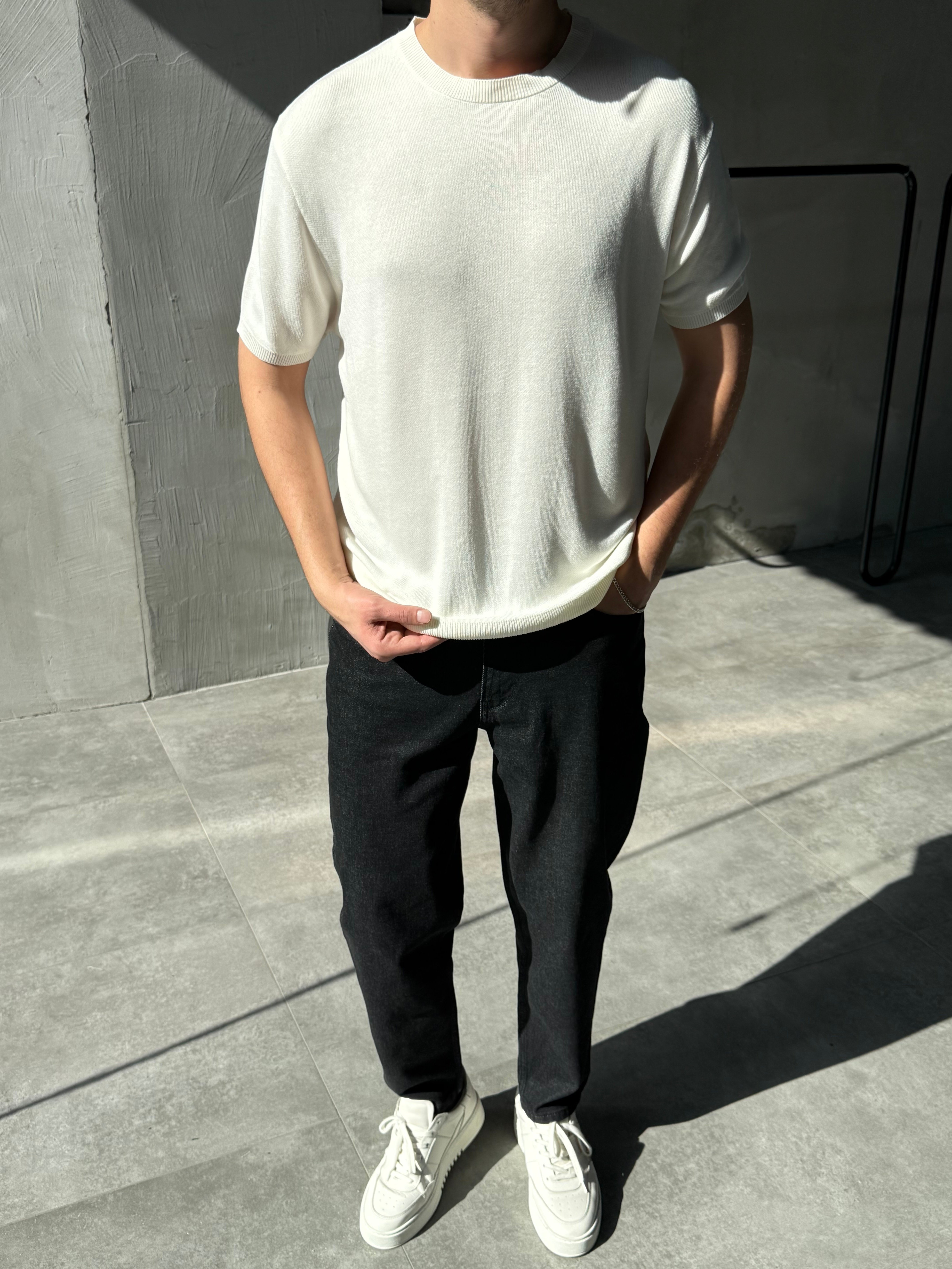 Basic Ekru Triko T-shirt