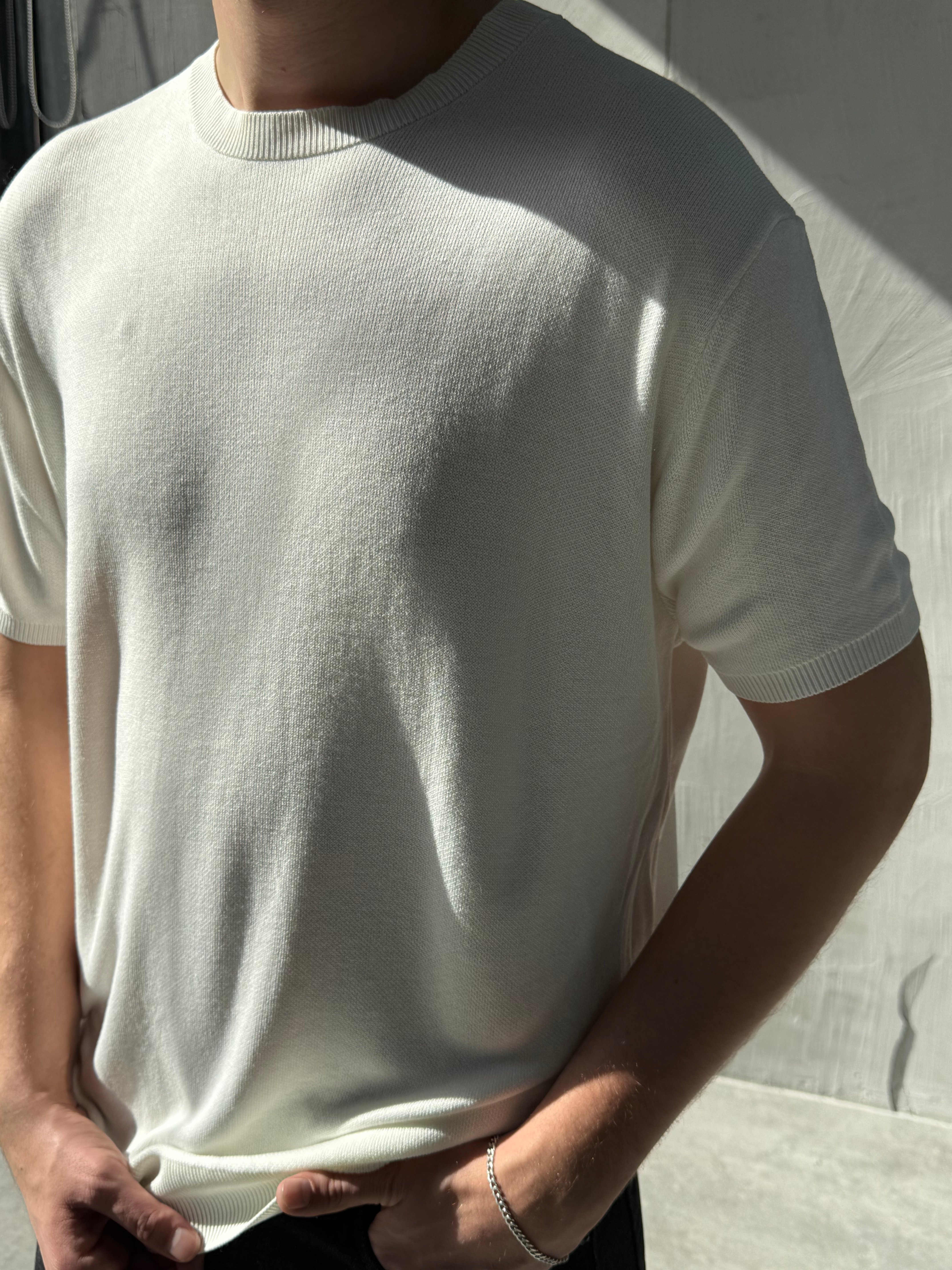 Basic Ekru Triko T-shirt