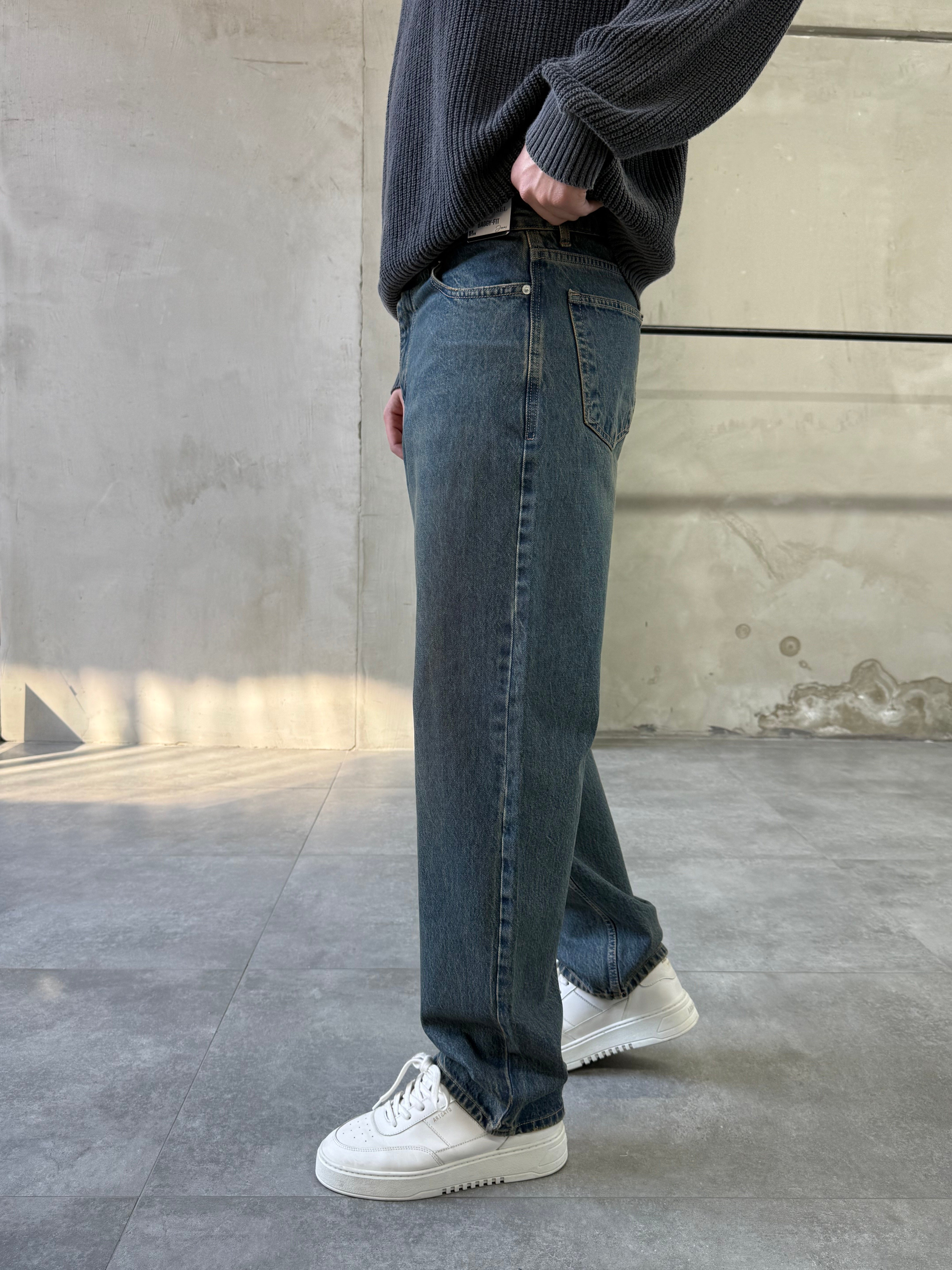 Basic Eskitme Yeşil Baggy Jean