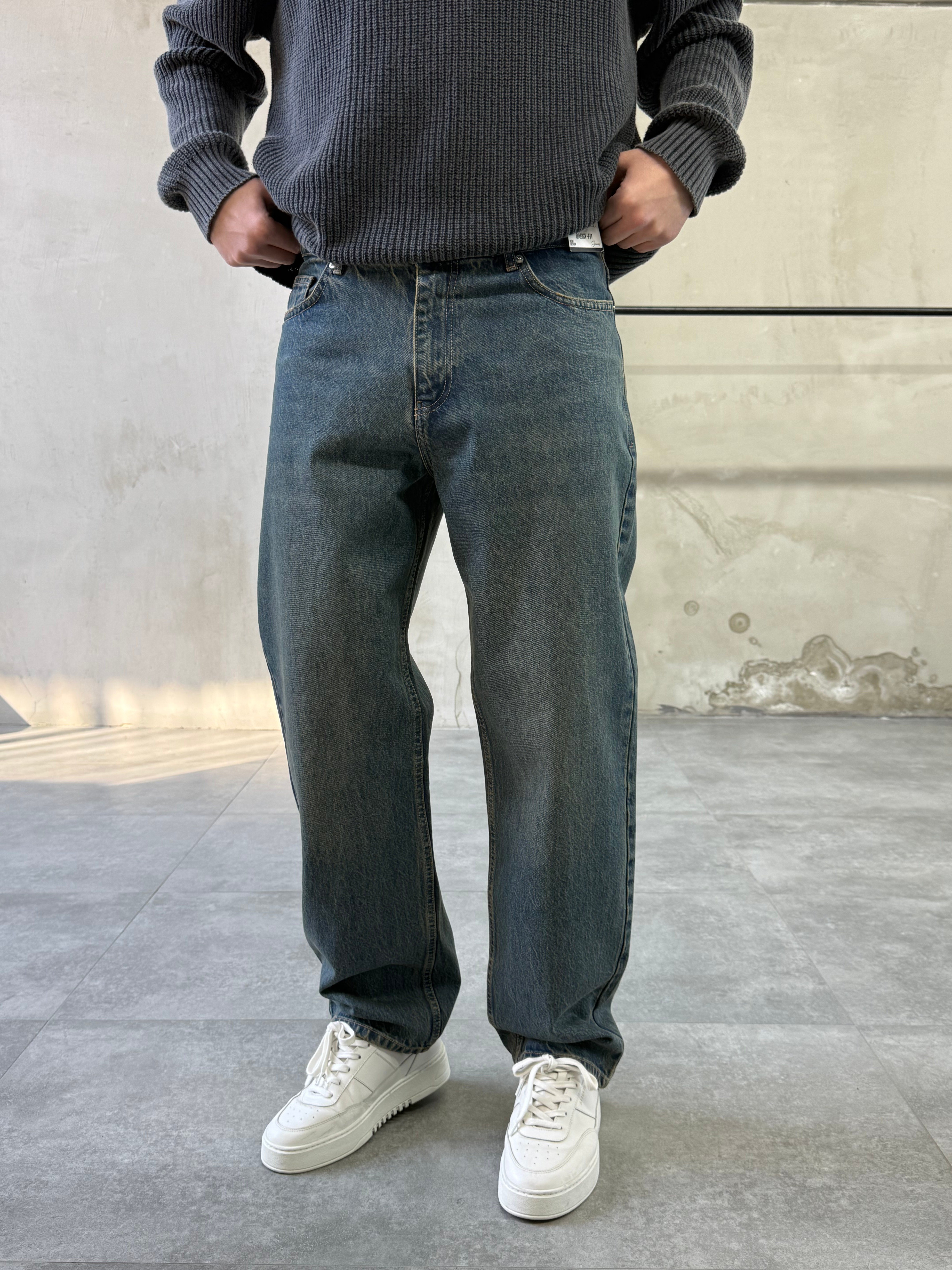 Basic Eskitme Yeşil Baggy Jean