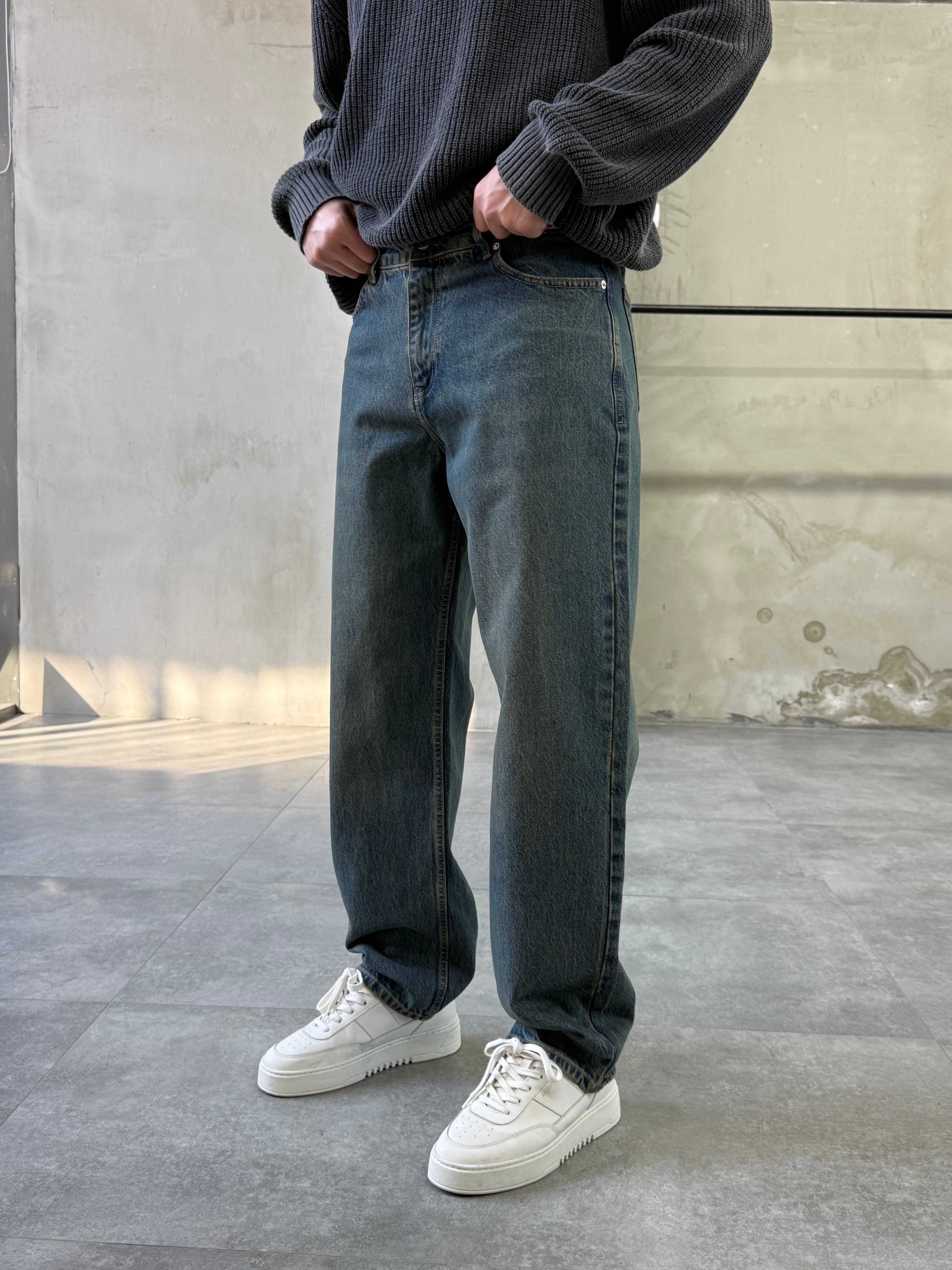 Basic Eskitme Yeşil Baggy Jean