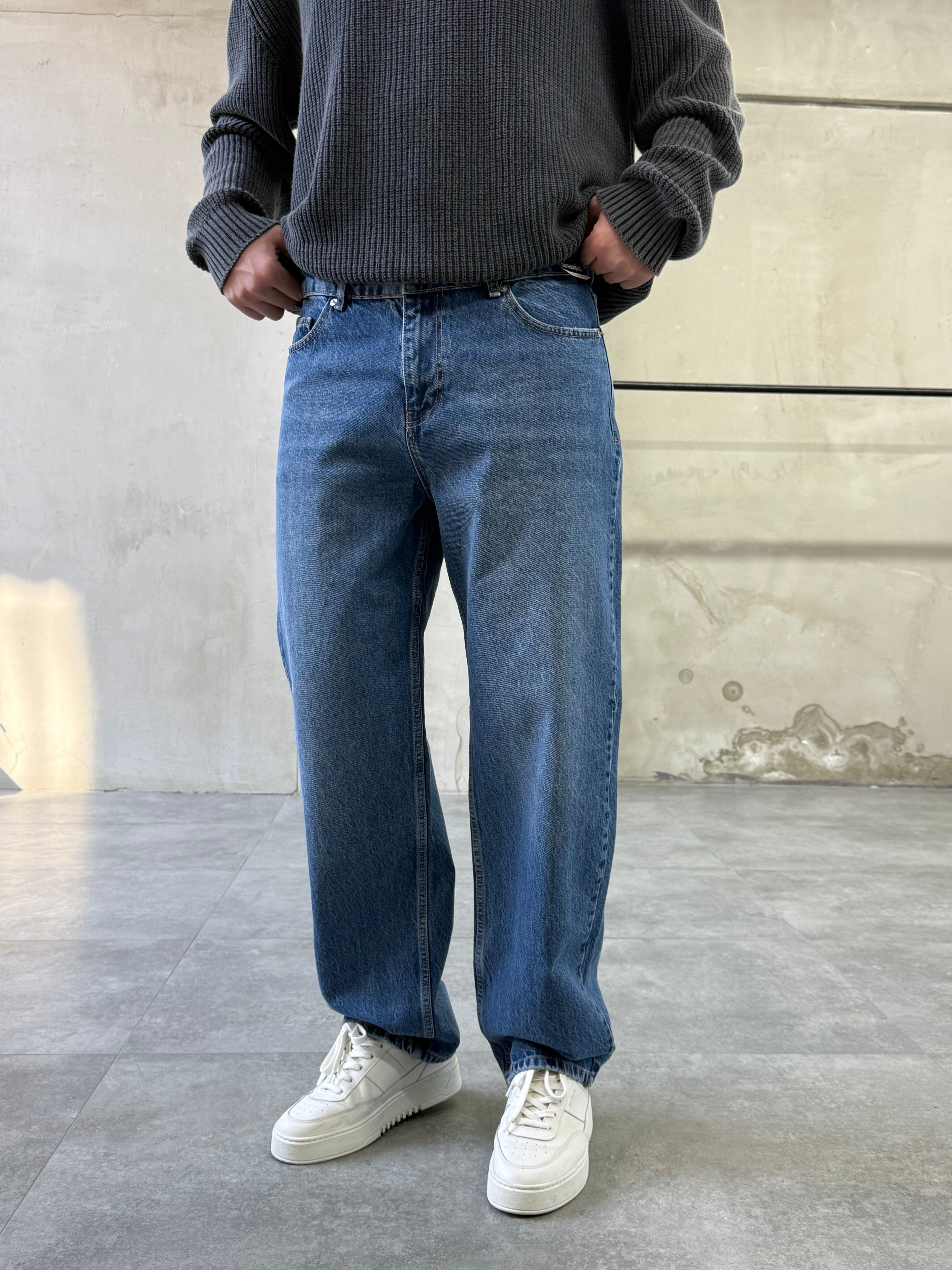 Basic Koyu Mavi Baggy Jean