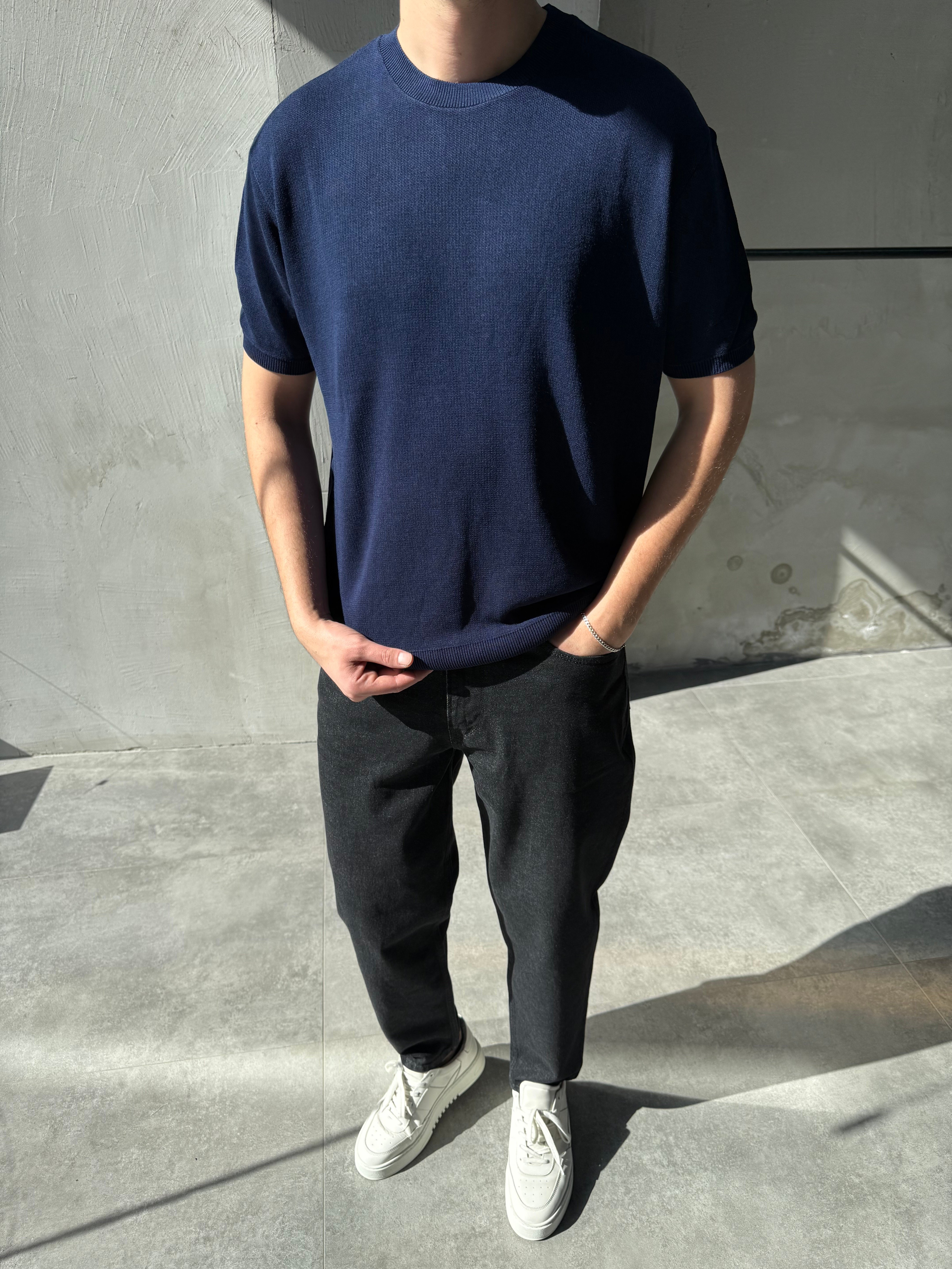 Basic Lacivert Triko T-shirt