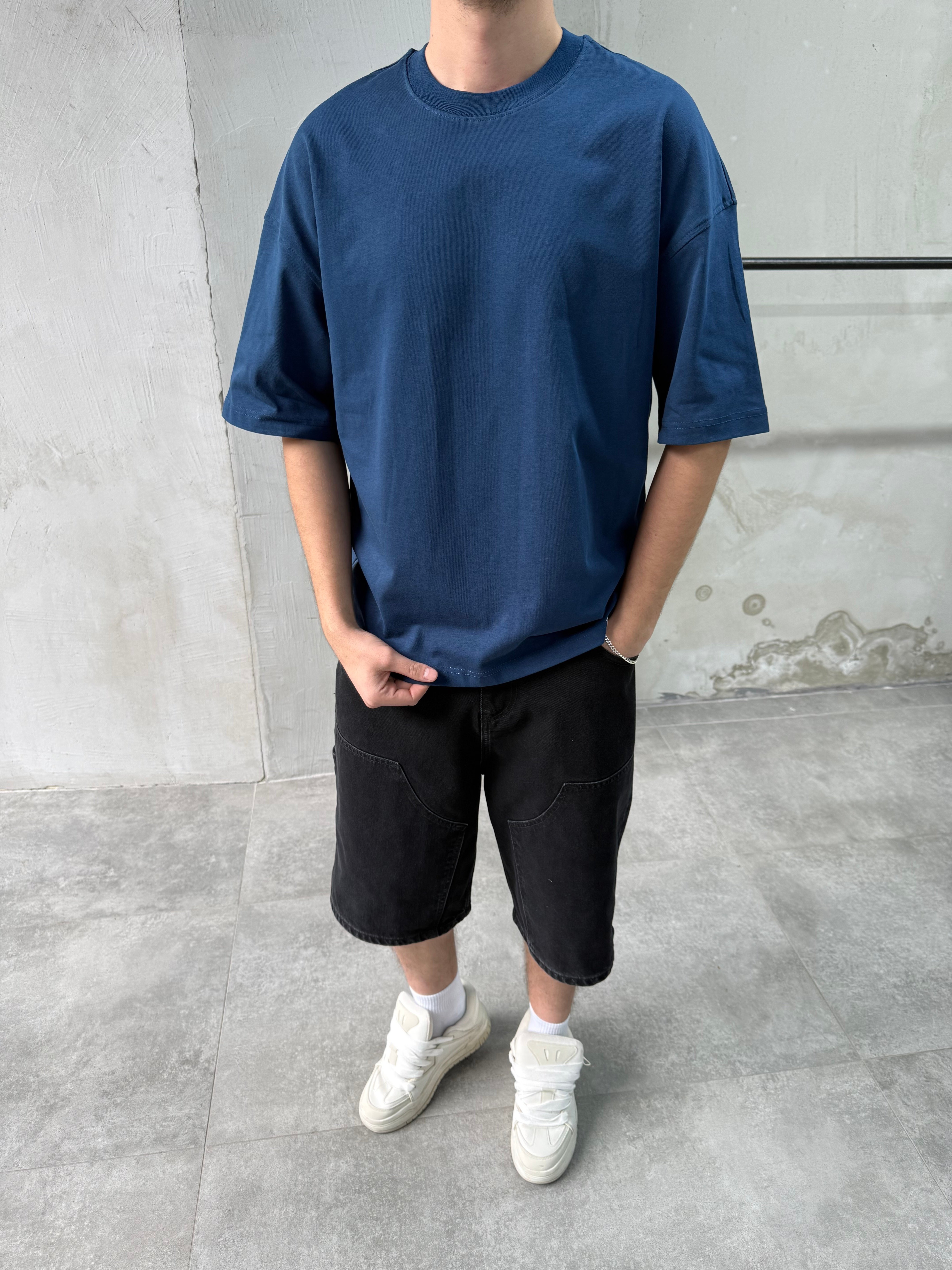 Basic Oversize İndigo T-shirt