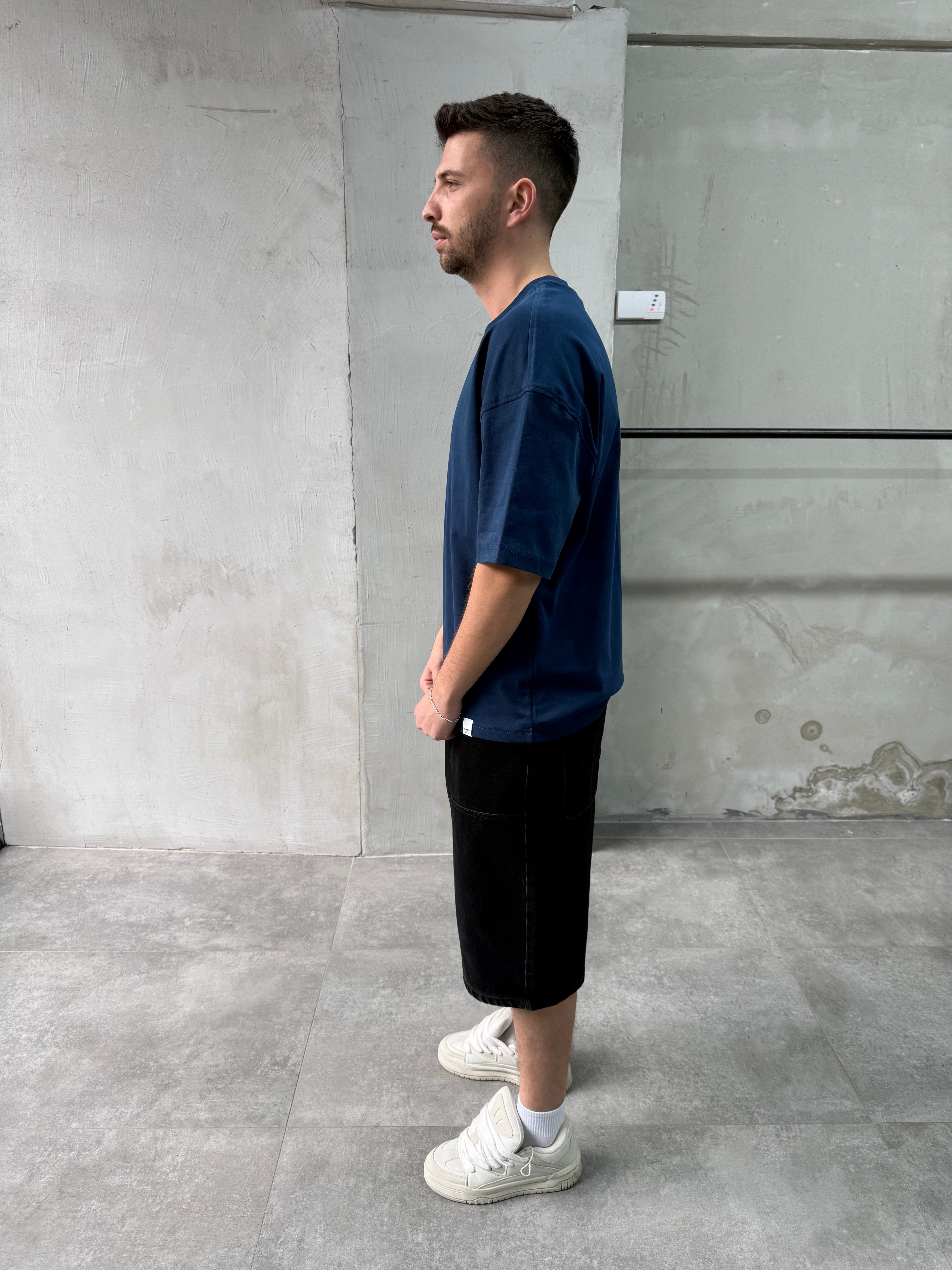 Basic Oversize İndigo T-shirt