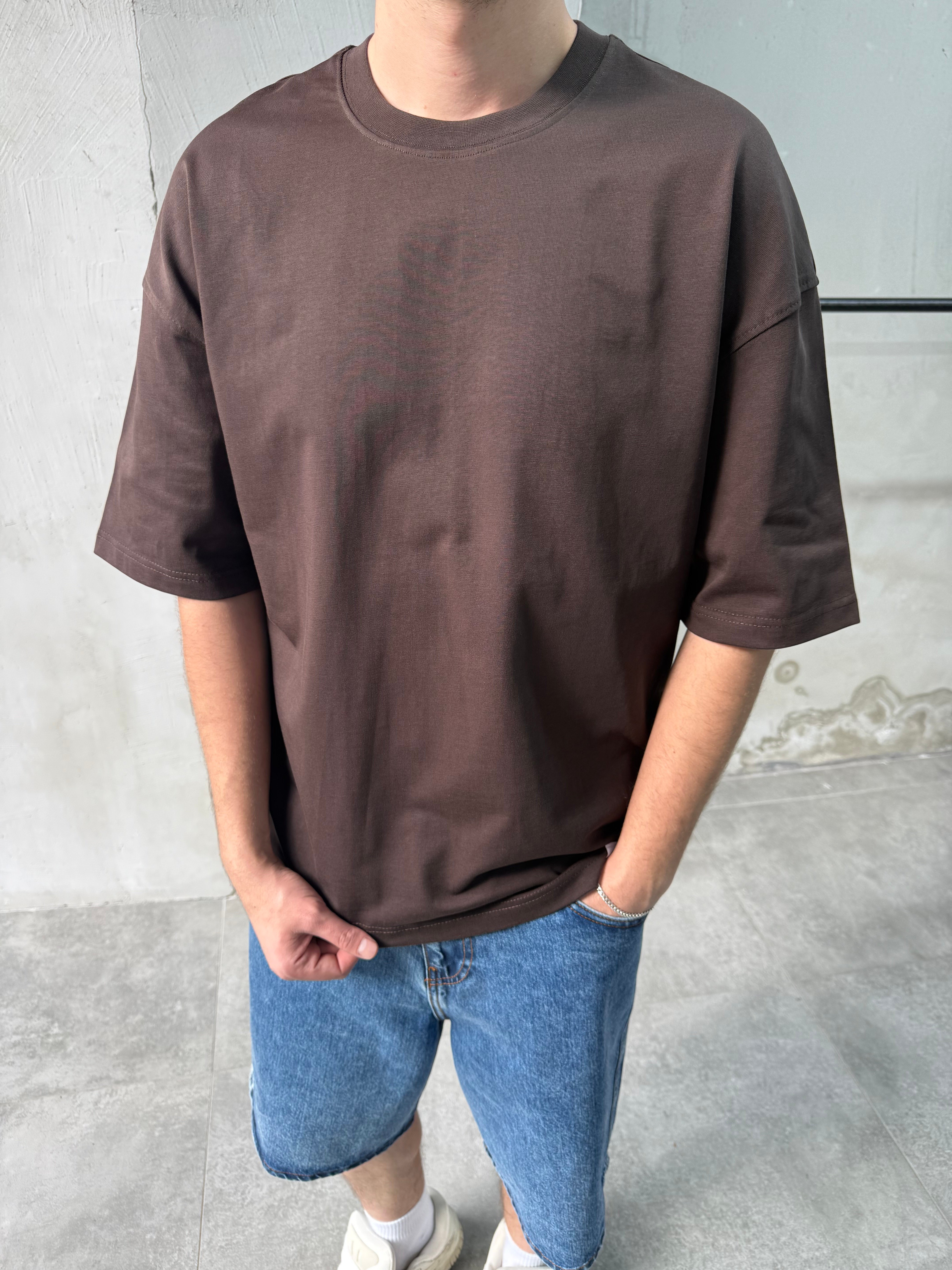 Basic Oversize Kahve T-shirt
