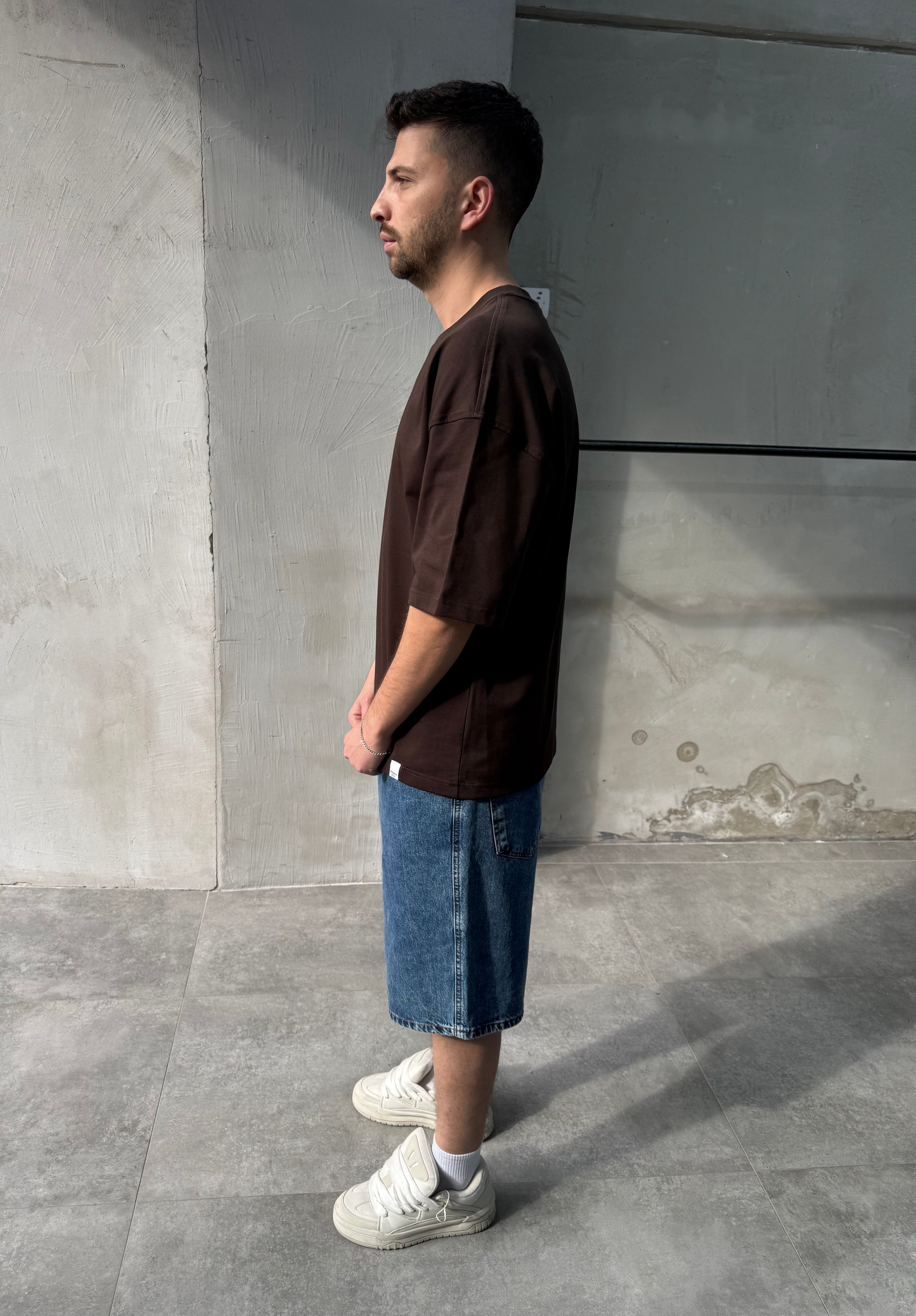 Basic Oversize Kahve T-shirt