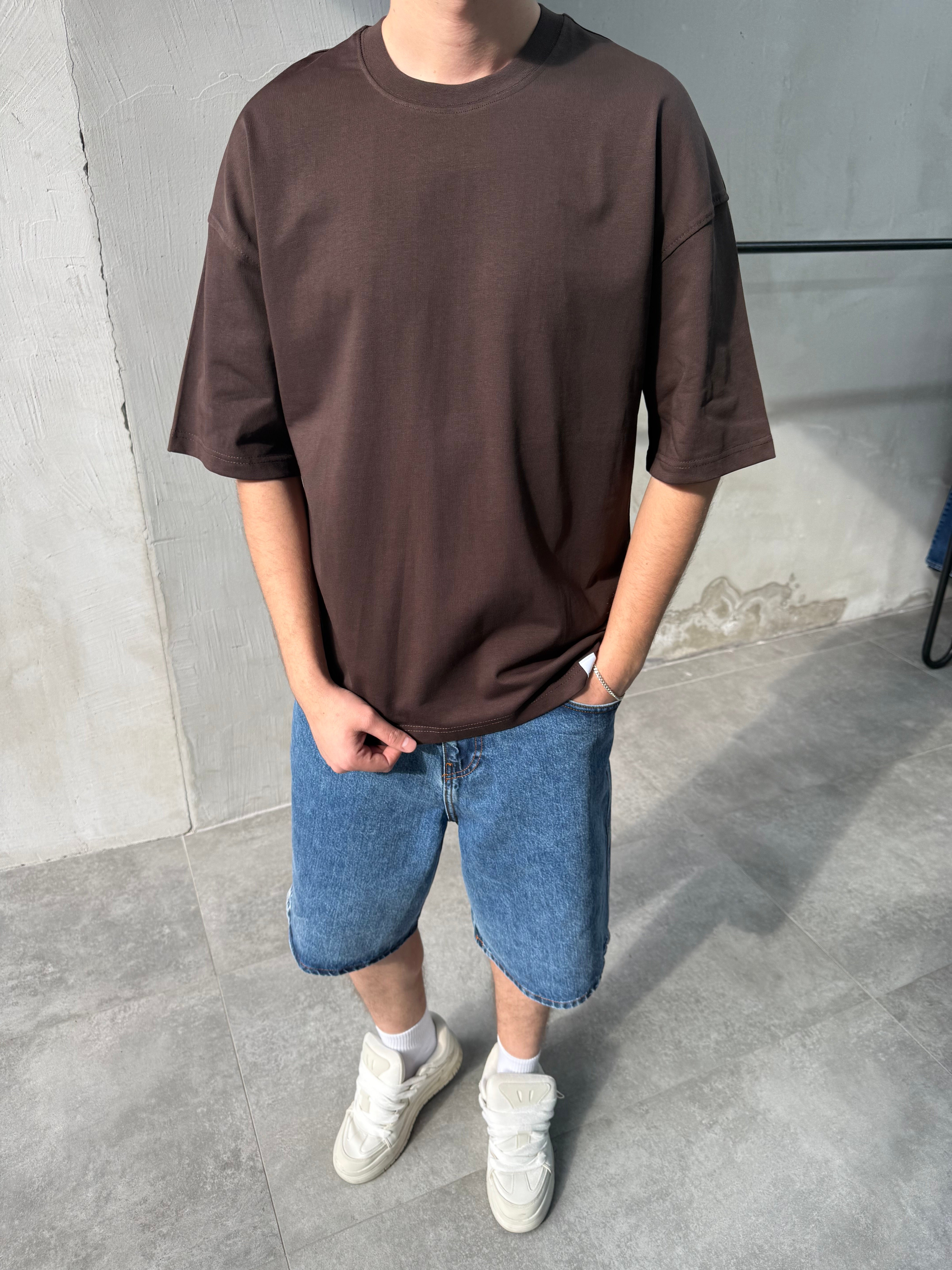 Basic Oversize Kahve T-shirt