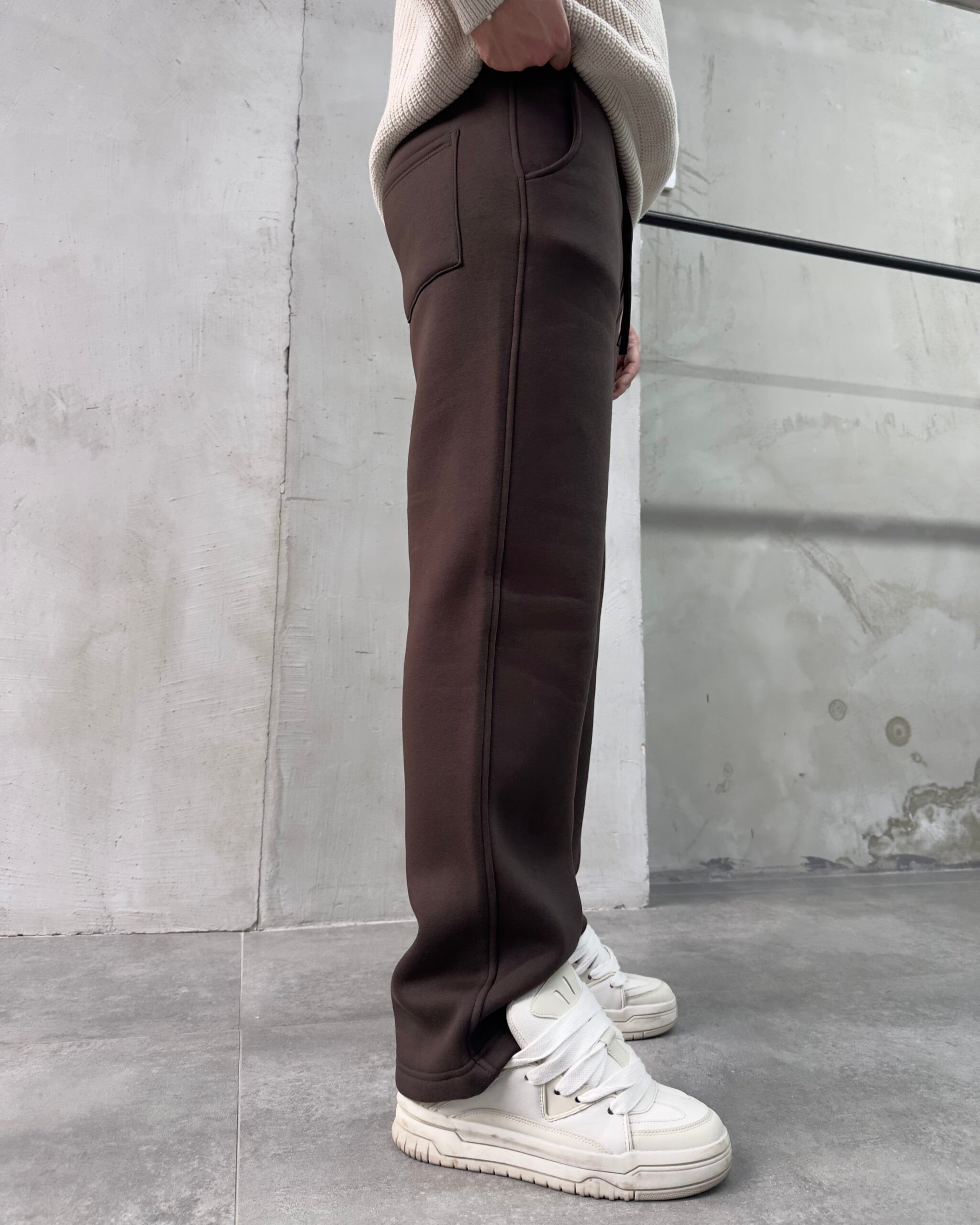 Basic Şardonlu Kahve Baggy Eşofman Altı