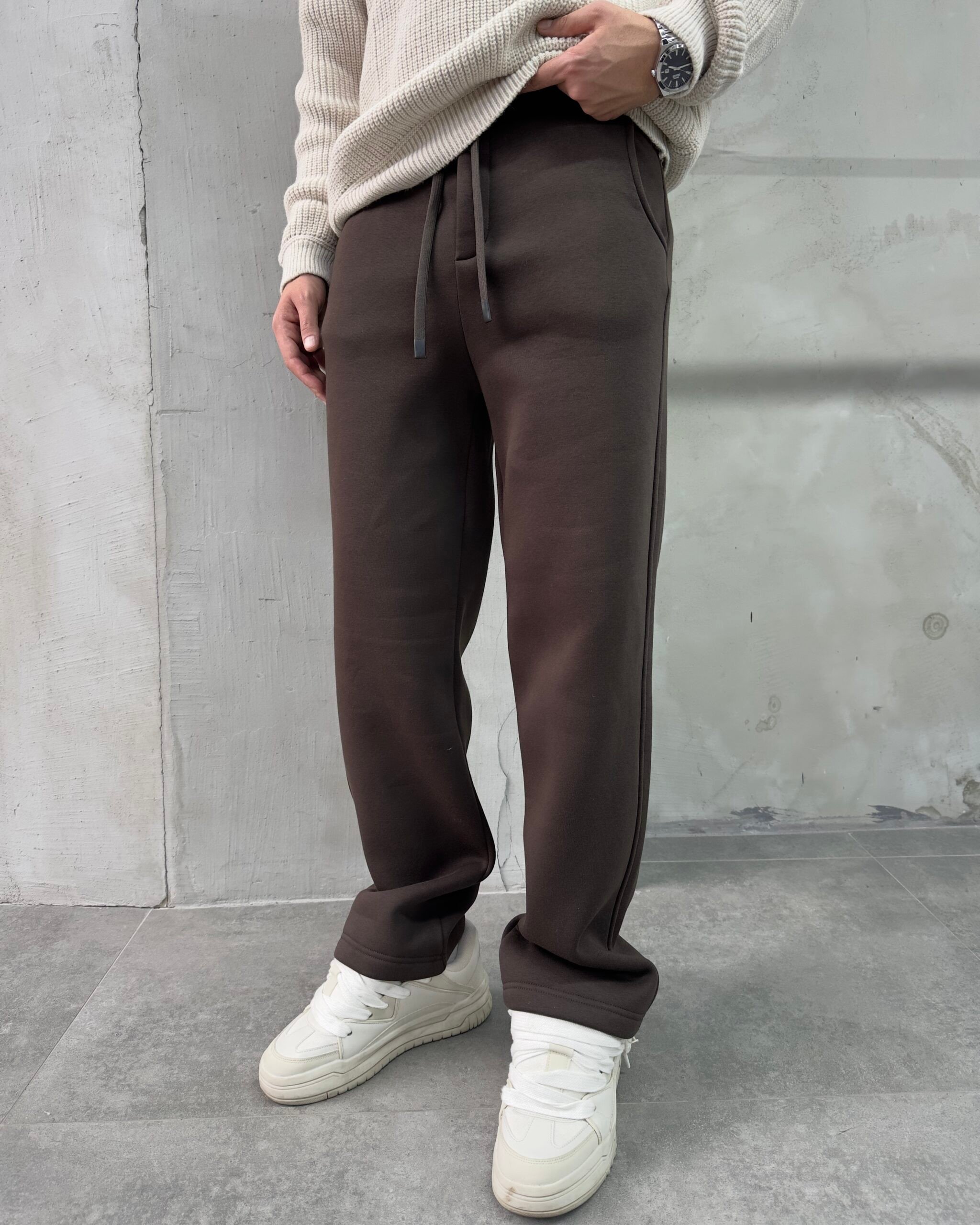 Basic Şardonlu Kahve Baggy Eşofman Altı