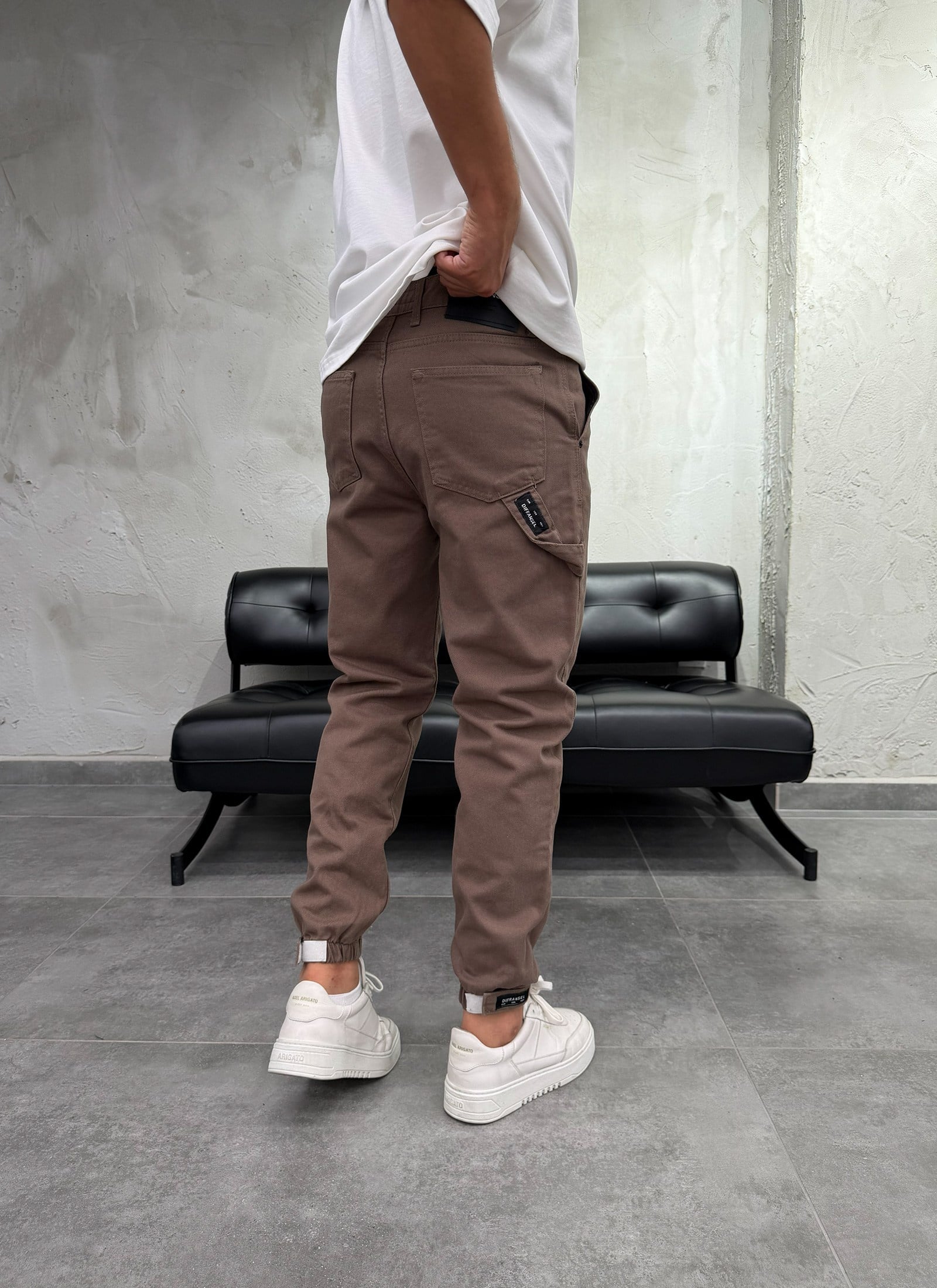 Bileği Cırtlı Camel Jogger Pantolon