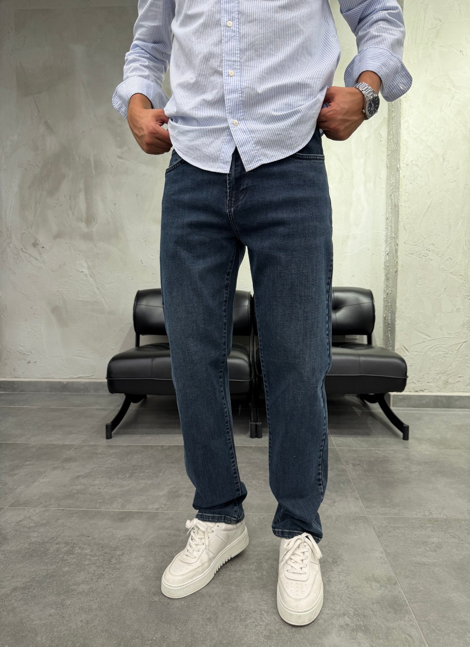 Düz Paça Eskitme Regular Fit Jean