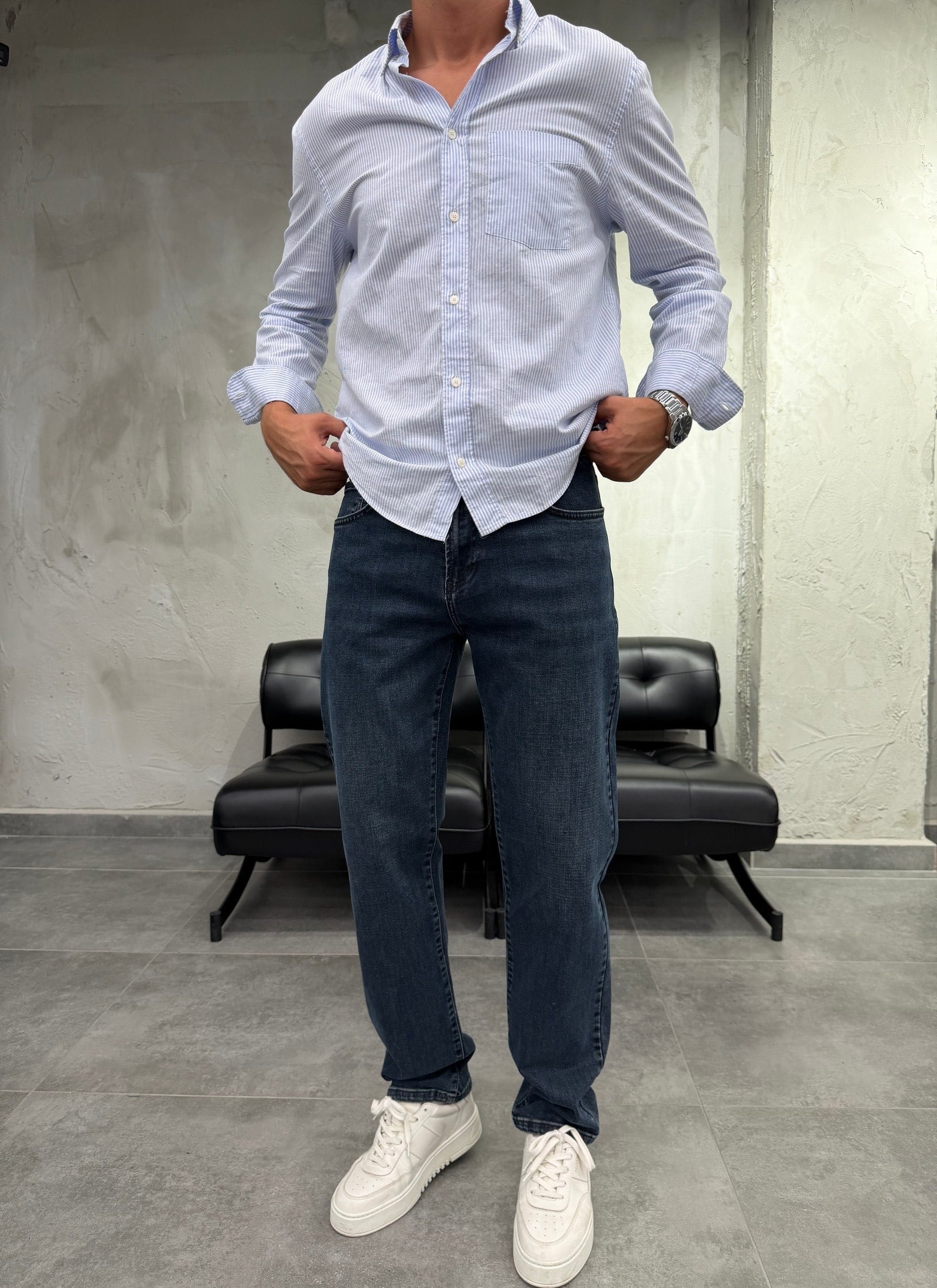 Düz Paça Eskitme Regular Fit Jean
