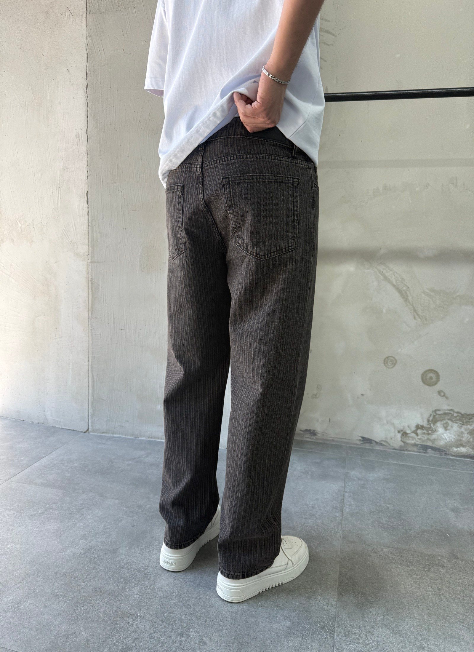 Espiga Soluk Efektli Kahve Baggy Jean